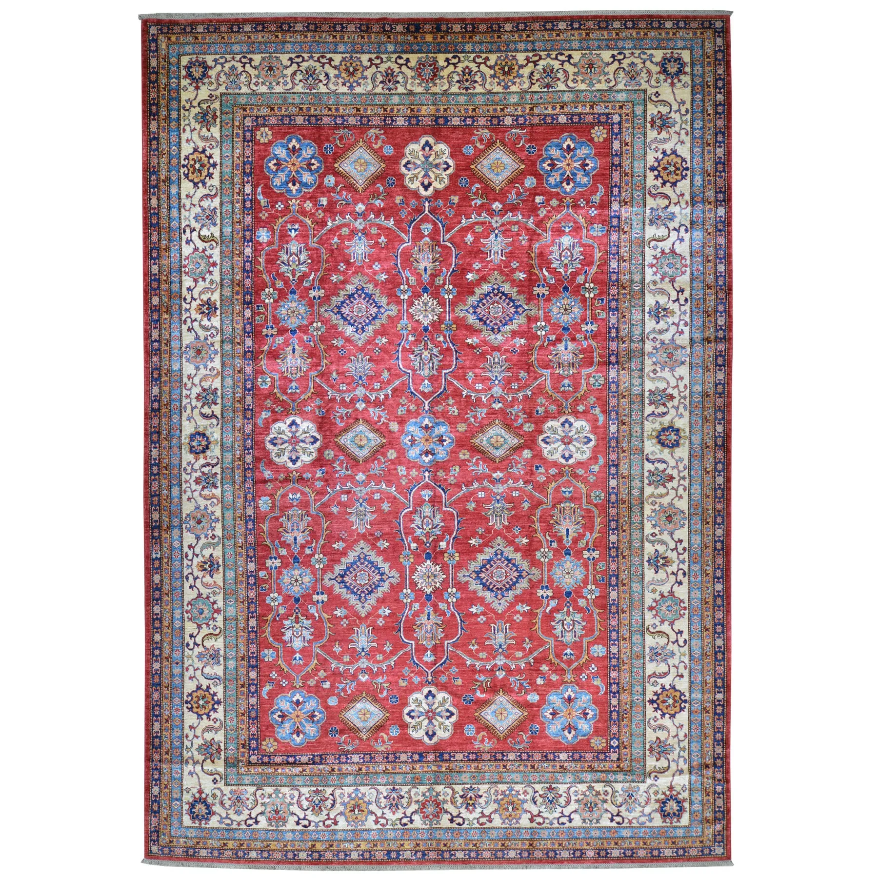 Hand-Knotted Super Kazak Design 100% Wool Rug (Size 9.10 X 14.0) Cwral-6027
