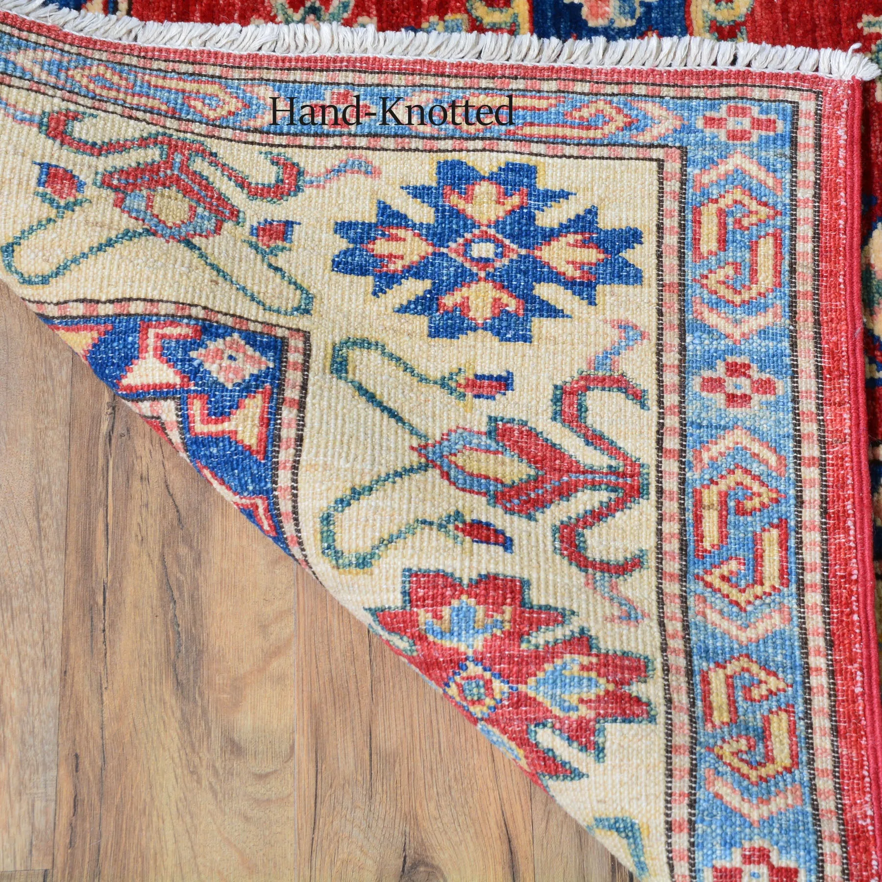 Hand-Knotted Super Kazak Design Handmade Wool Rug (Size 4.11 X 6.4) Brral-699