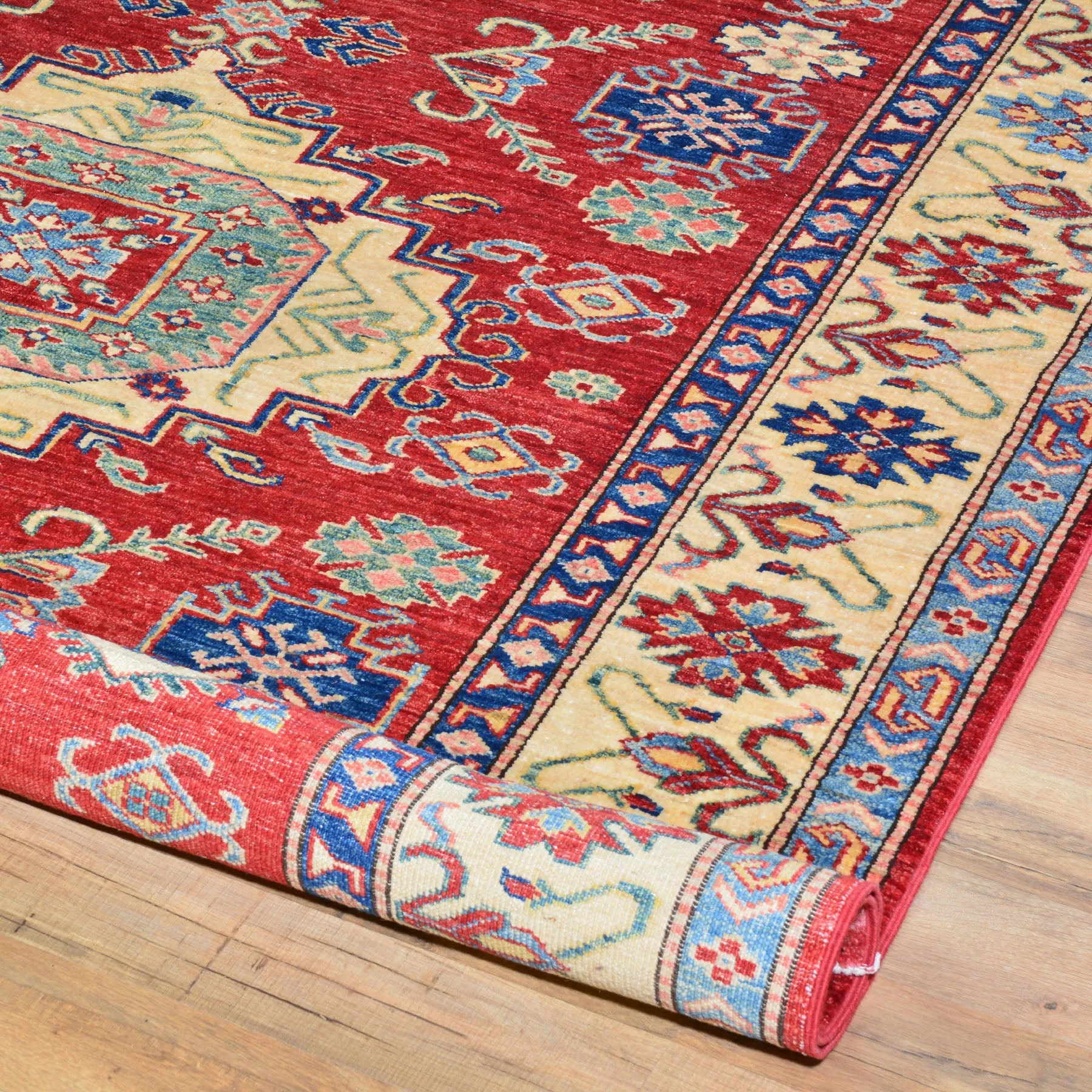Hand-Knotted Super Kazak Design Handmade Wool Rug (Size 4.11 X 6.4) Brral-699