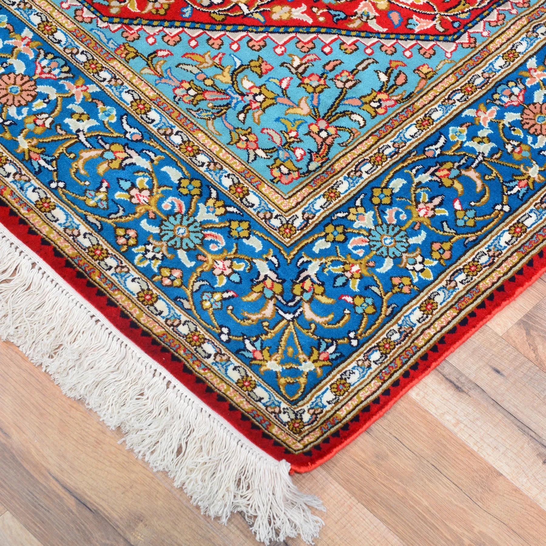 Hand-Knotted Traditional Design Kashmiri Silk/Silk Handmade Rug (Size 4.1 X 6.1) Cwral-9975