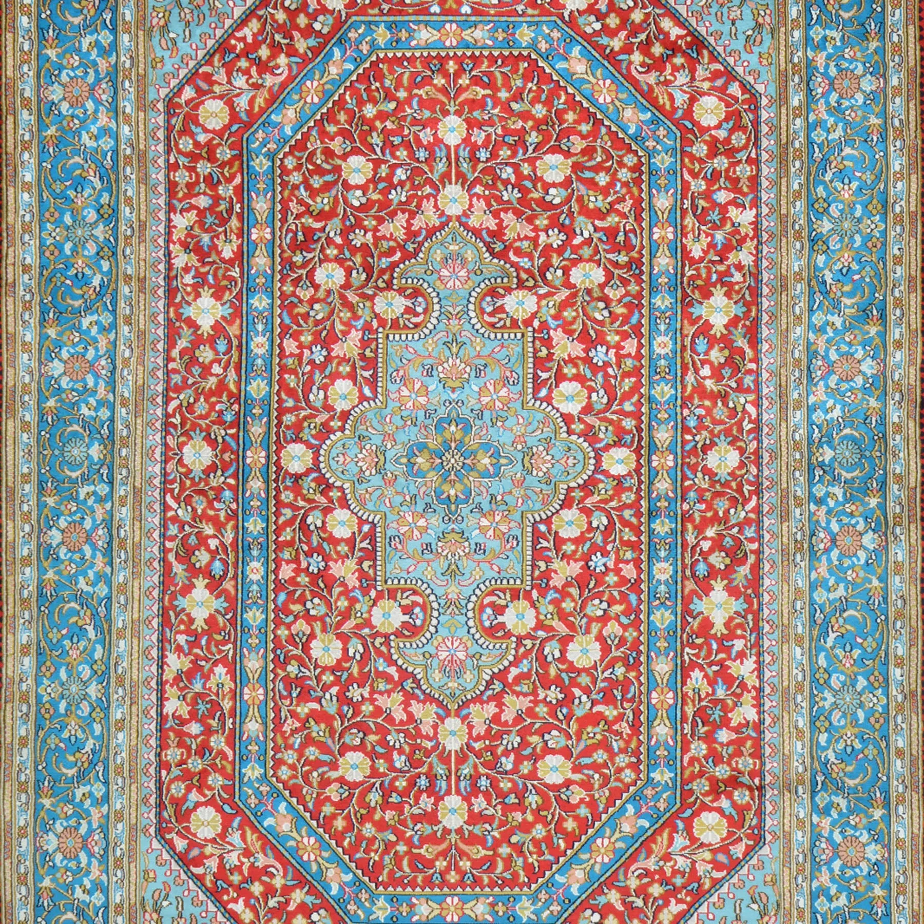 Hand-Knotted Traditional Design Kashmiri Silk/Silk Handmade Rug (Size 4.1 X 6.1) Cwral-9975