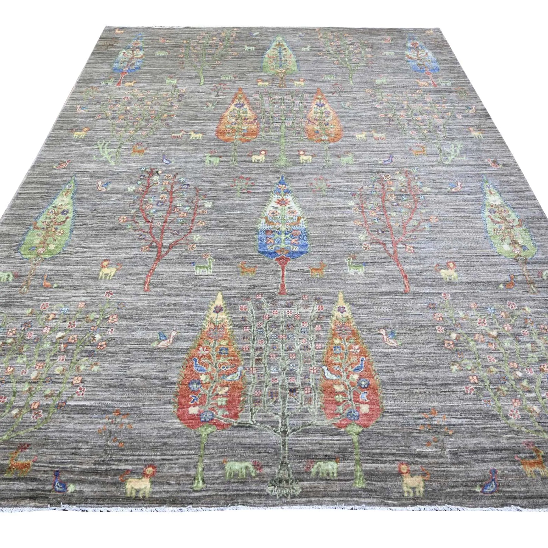 Hand-Knotted Tree Willow Design Modern Handmade Wool Rug (Size 8.0 X 9.5) Cwral-10563