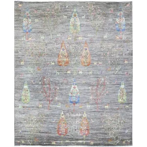 Hand-Knotted Tree Willow Design Modern Handmade Wool Rug (Size 8.0 X 9.5) Cwral-10563