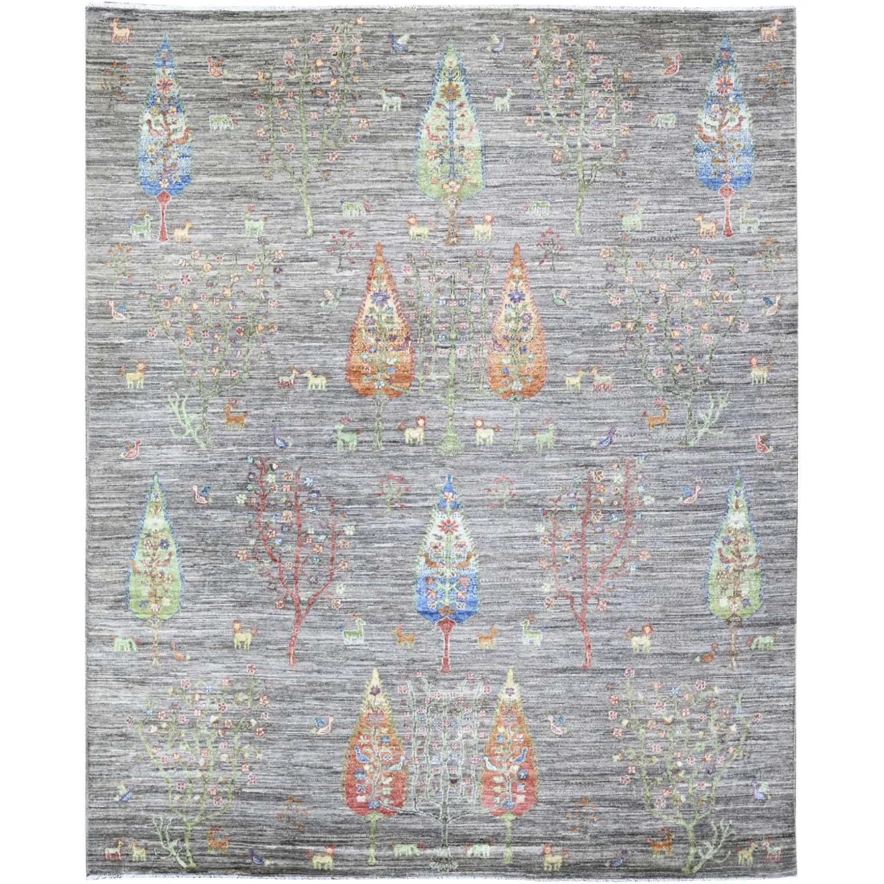 Hand-Knotted Tree Willow Design Modern Handmade Wool Rug (Size 8.0 X 9.5) Cwral-10563