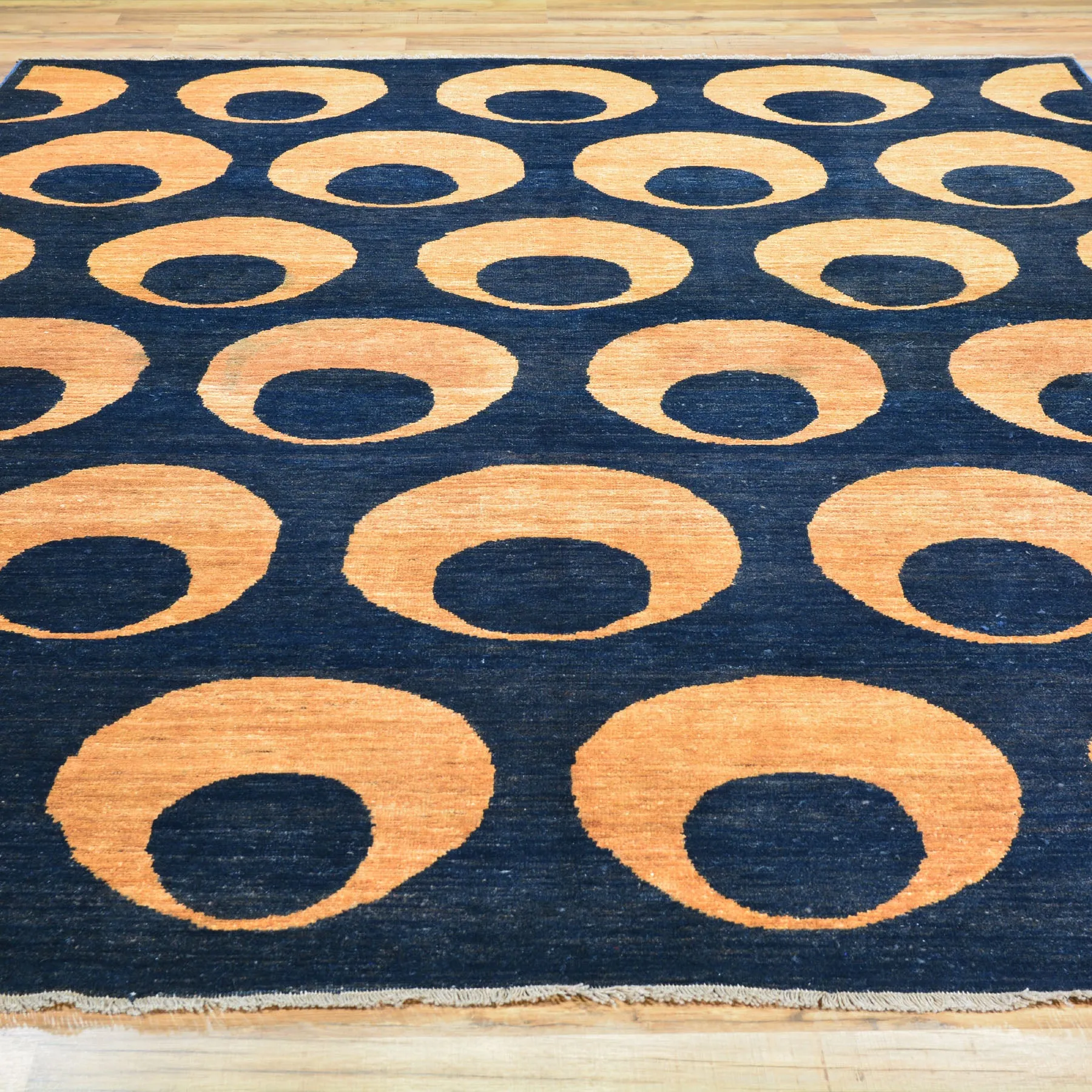 Hand-Knotted Tribal Gabbeh Modern Eye Ball Design Rug (Size 6.6 X 8.9) Brral-348