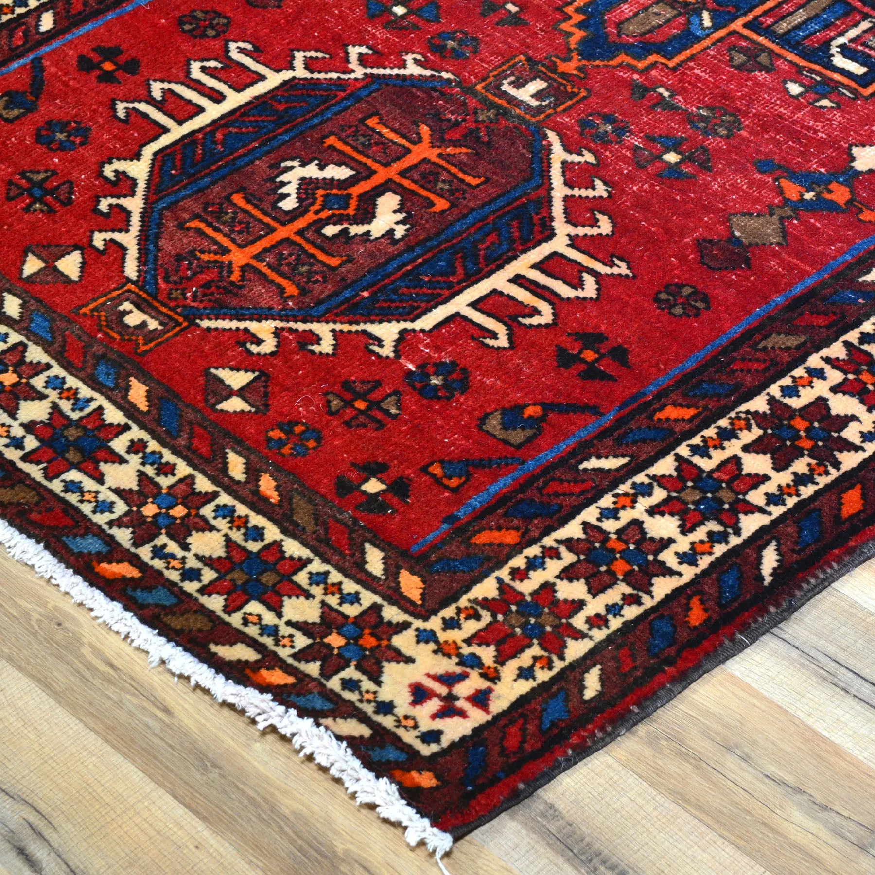 Hand-Knotted Tribal Geometric Design Handmade 100% Wool Rug (Size 3.3 X 10.11) Cwral-5706