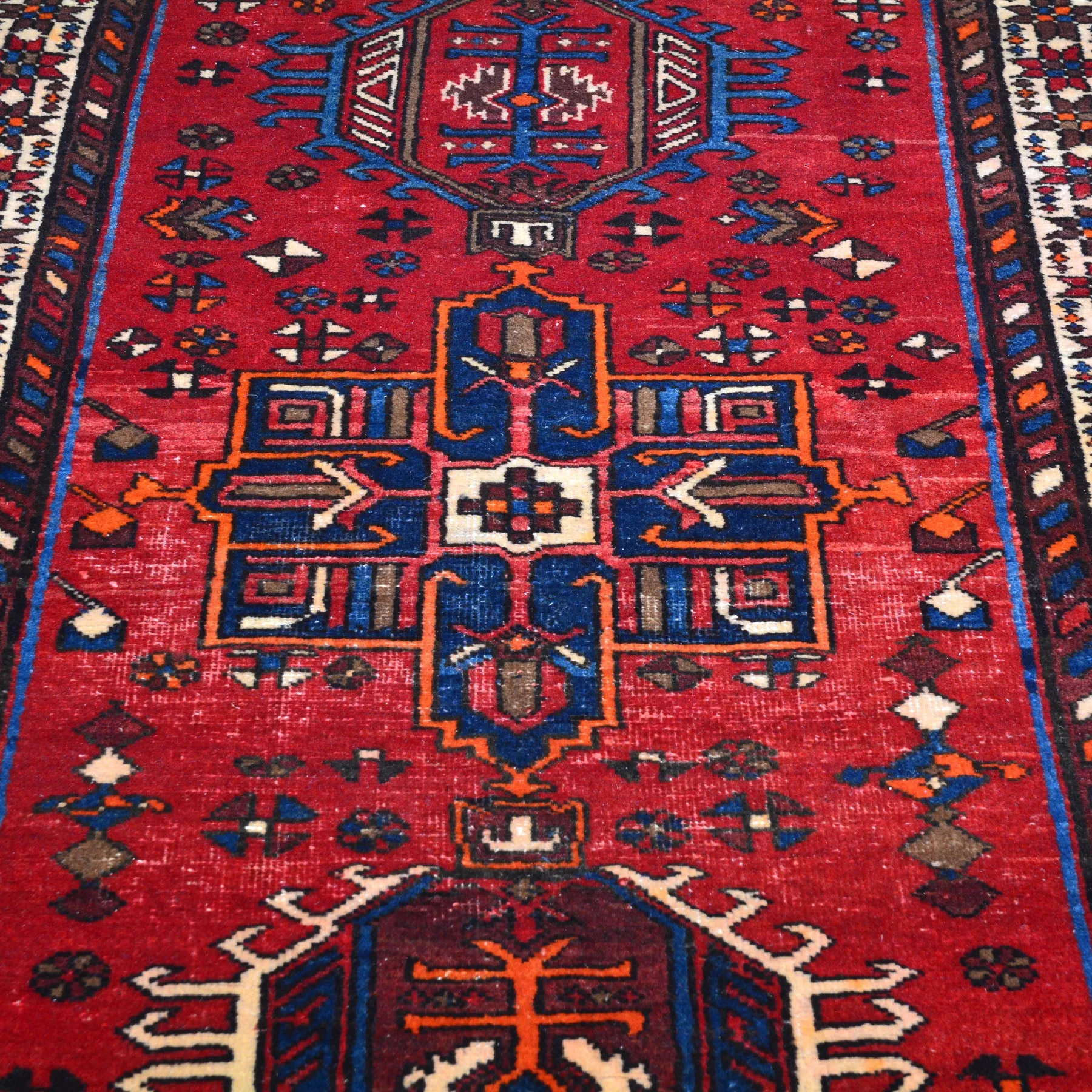 Hand-Knotted Tribal Geometric Design Handmade 100% Wool Rug (Size 3.3 X 10.11) Cwral-5706