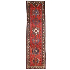Hand-Knotted Tribal Geometric Design Handmade 100% Wool Rug (Size 3.3 X 10.11) Cwral-5706