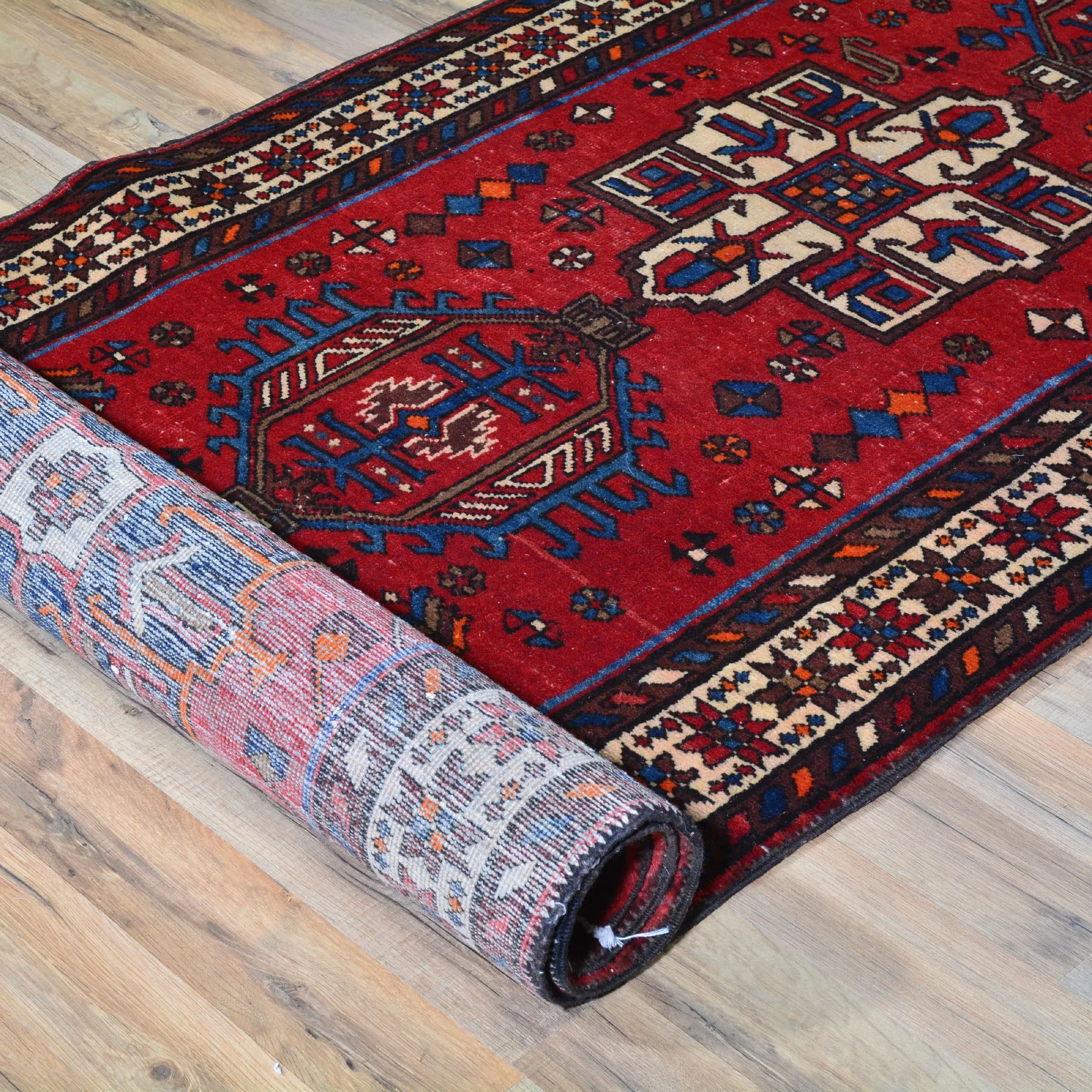 Hand-Knotted Tribal Geometric Design Handmade 100% Wool Rug (Size 3.3 X 10.11) Cwral-5706
