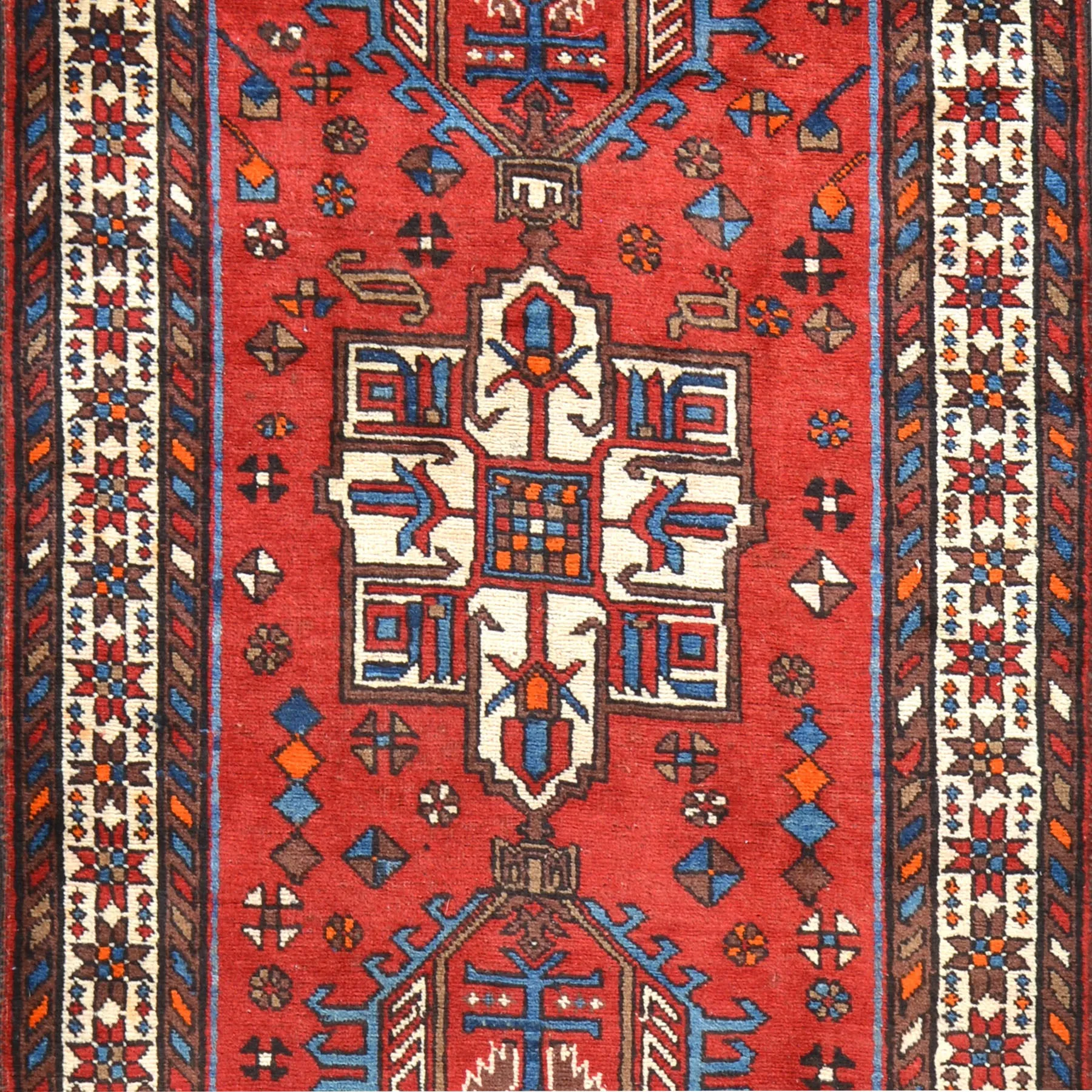 Hand-Knotted Tribal Geometric Design Handmade 100% Wool Rug (Size 3.3 X 10.11) Cwral-5706
