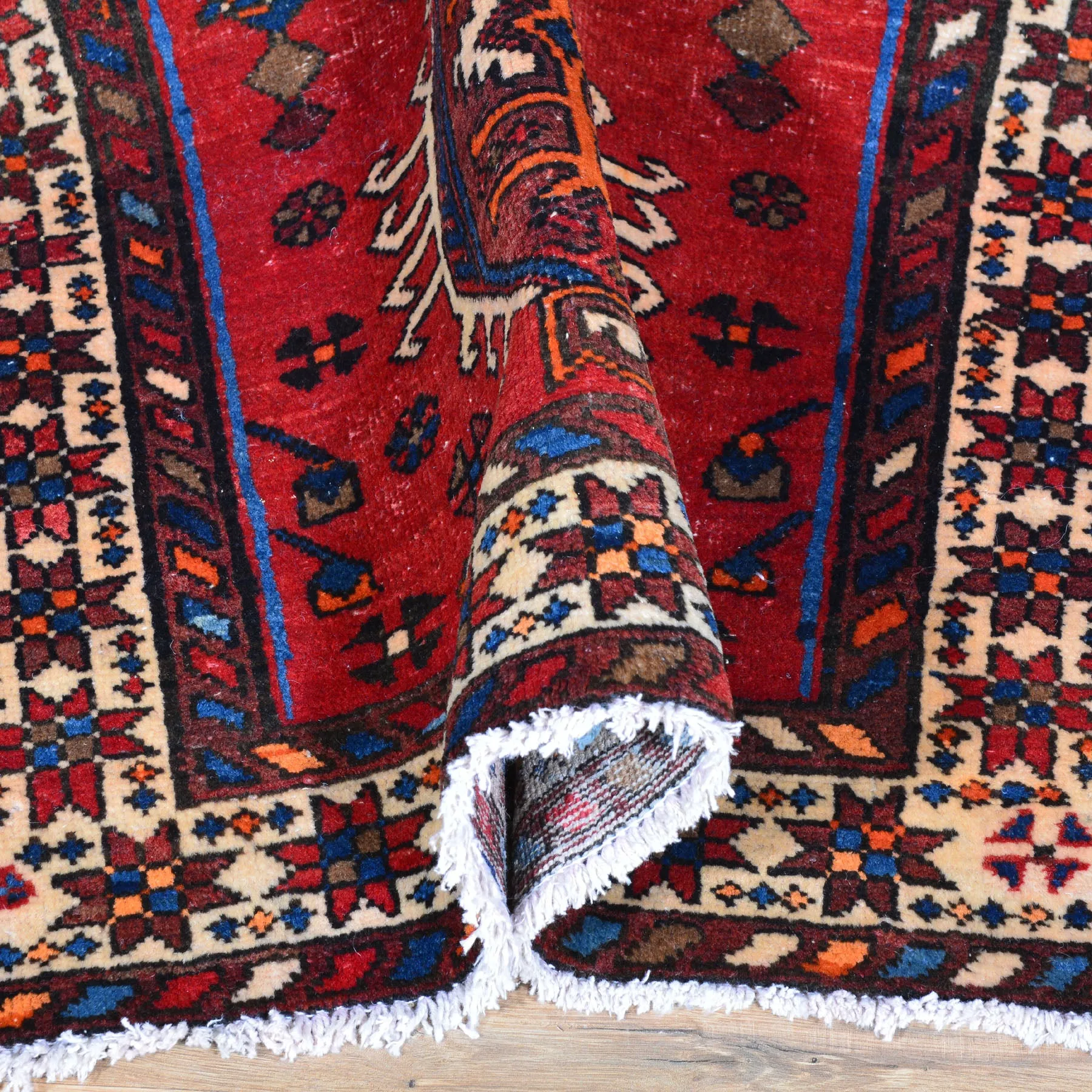 Hand-Knotted Tribal Geometric Design Handmade 100% Wool Rug (Size 3.3 X 10.11) Cwral-5706