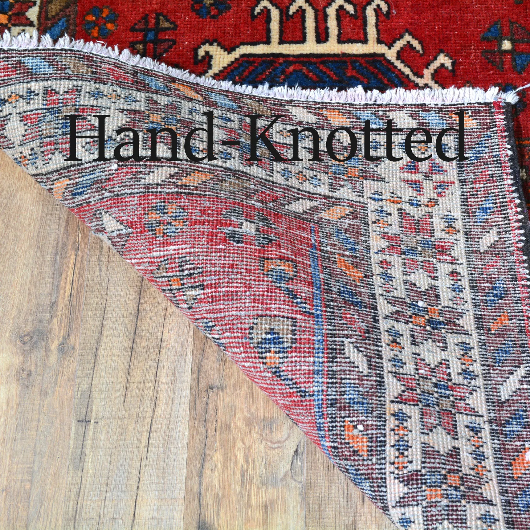 Hand-Knotted Tribal Geometric Design Handmade 100% Wool Rug (Size 3.3 X 10.11) Cwral-5706