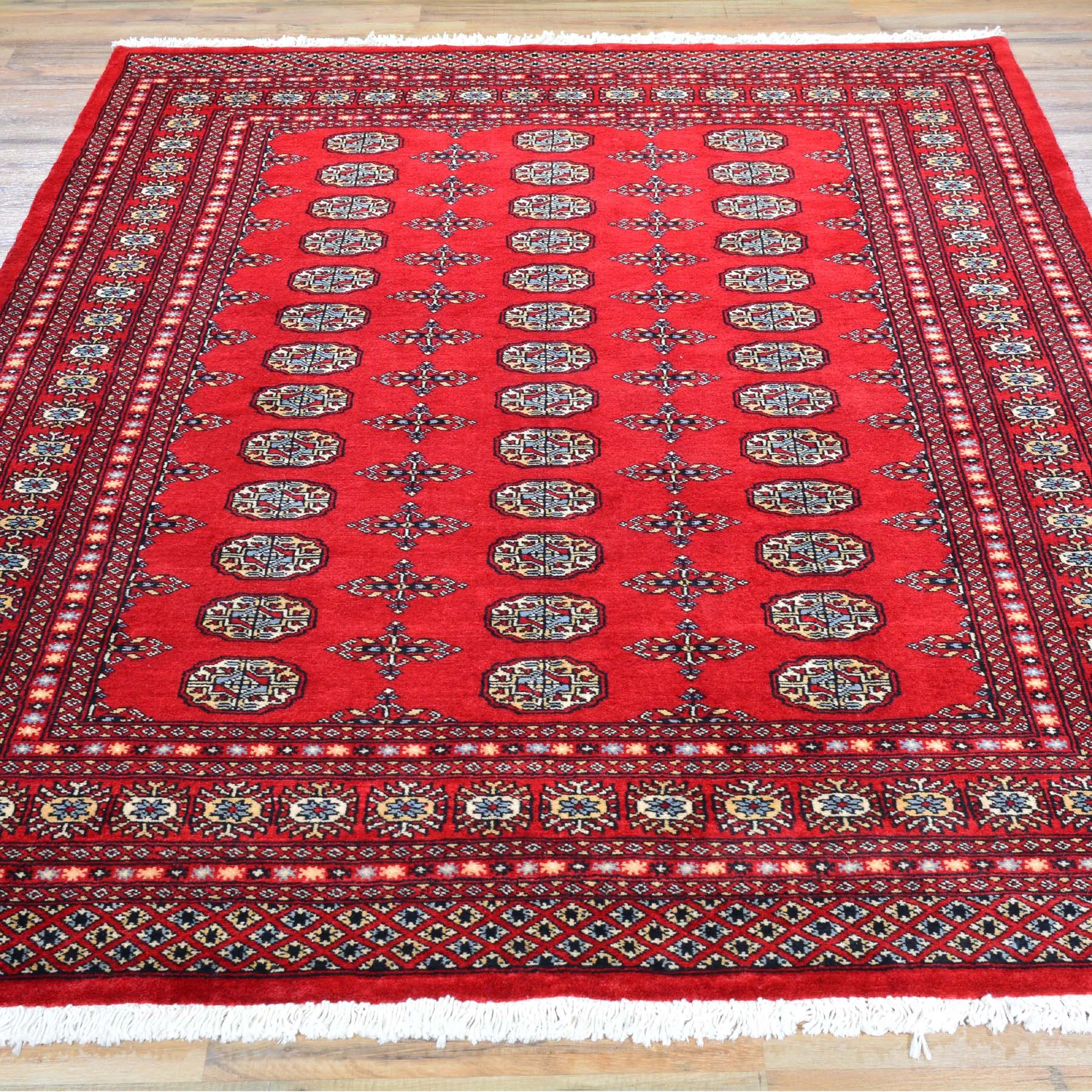 Hand-Knotted Tribal Jaldar Bokhara Design Wool Rug (Size 5.6 X 7.10) Brral-3963