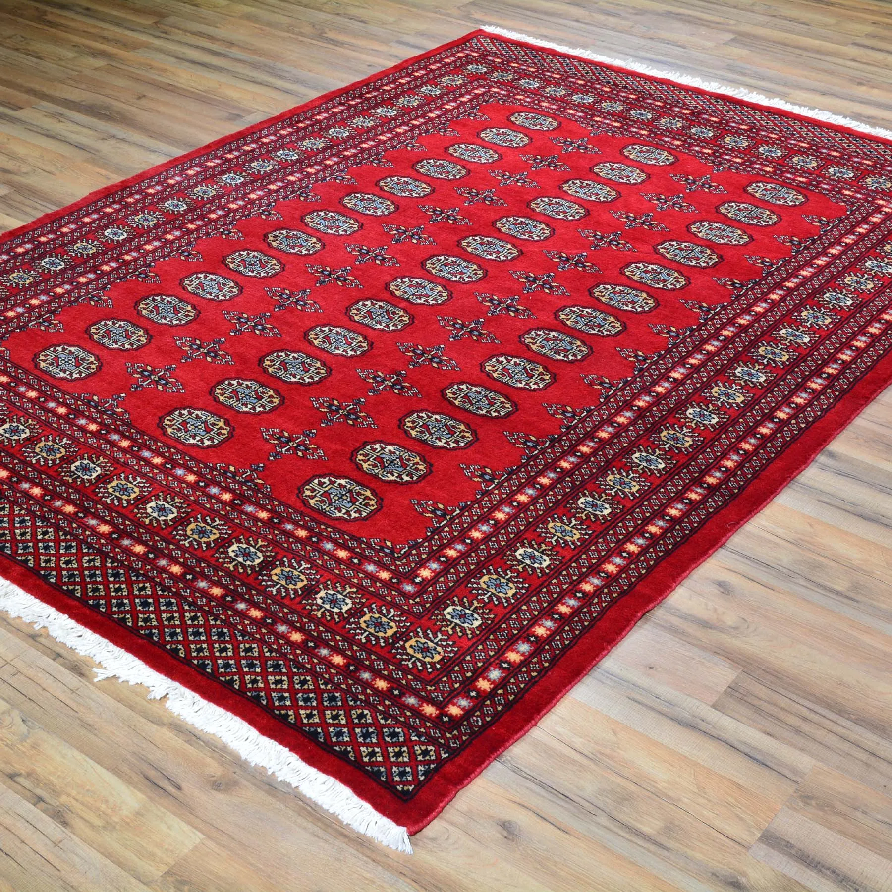 Hand-Knotted Tribal Jaldar Bokhara Design Wool Rug (Size 5.6 X 7.10) Brral-3963