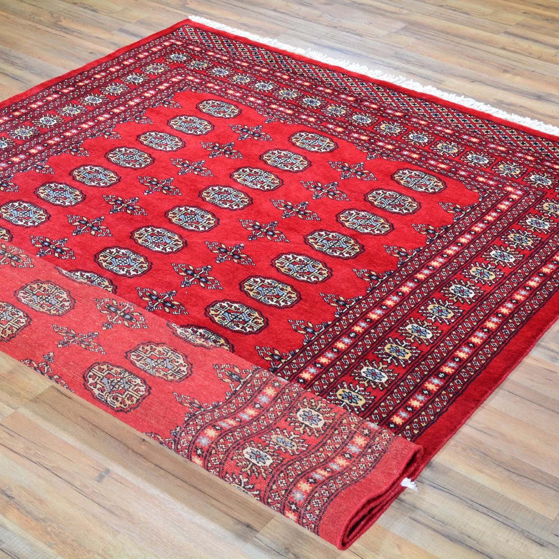 Hand-Knotted Tribal Jaldar Bokhara Design Wool Rug (Size 5.6 X 7.10) Brral-3963