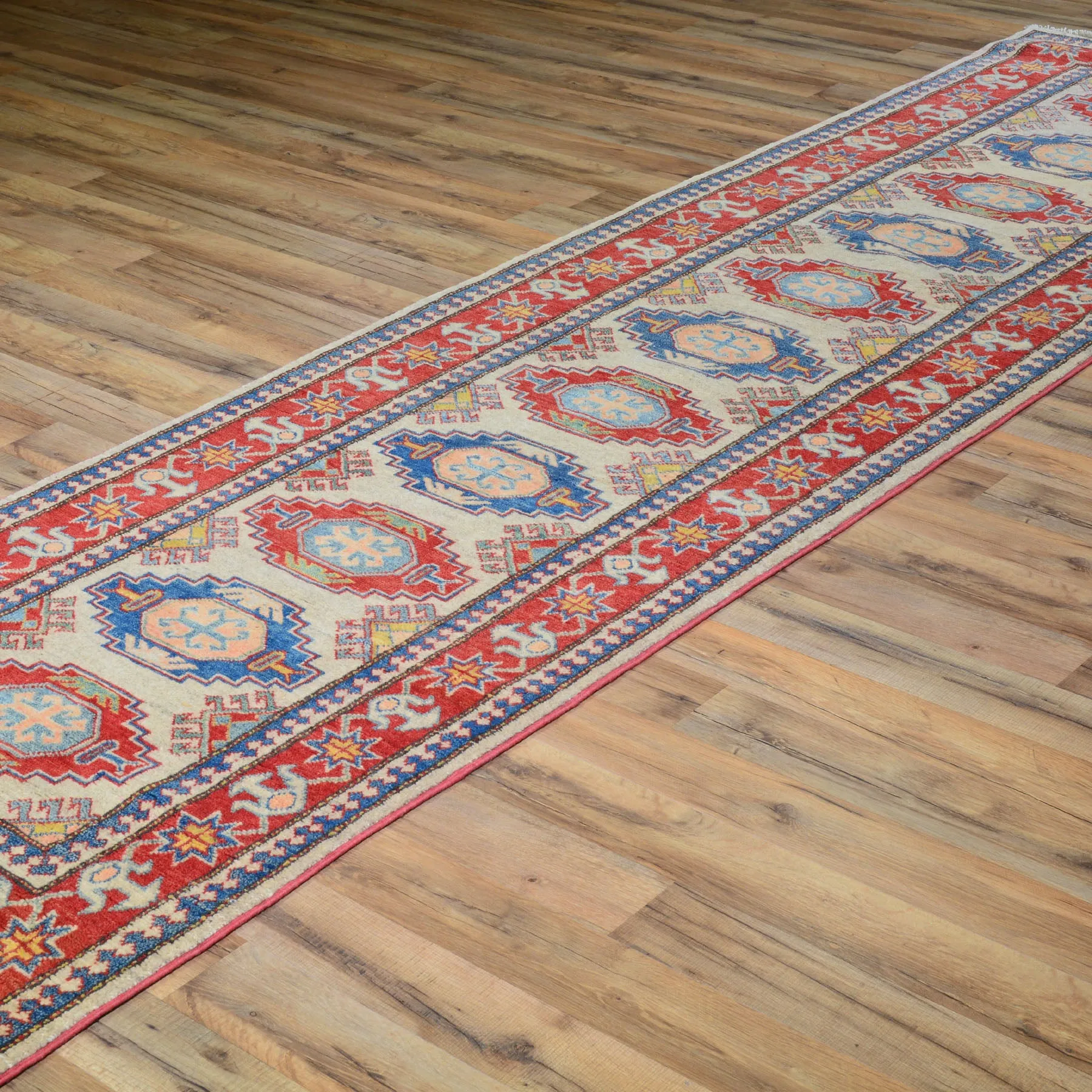 Hand-Knotted Tribal Kazak Caucasian Design 100% Wool Rug (Size 2.9 X 9.10) Brral-1719