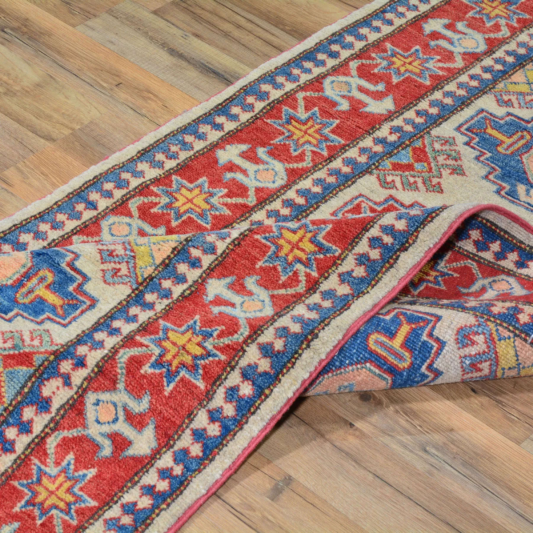 Hand-Knotted Tribal Kazak Caucasian Design 100% Wool Rug (Size 2.9 X 9.10) Brral-1719