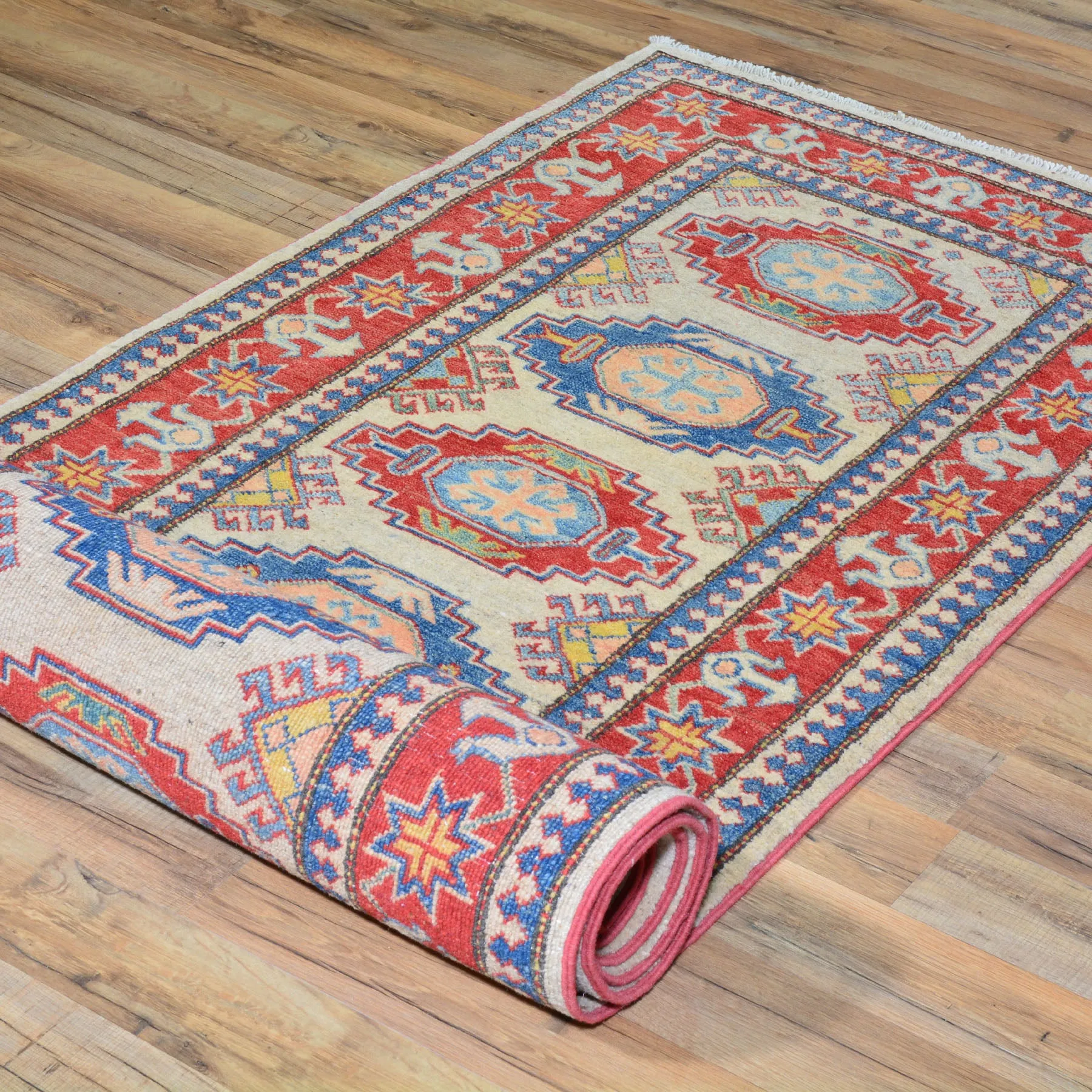 Hand-Knotted Tribal Kazak Caucasian Design 100% Wool Rug (Size 2.9 X 9.10) Brral-1719