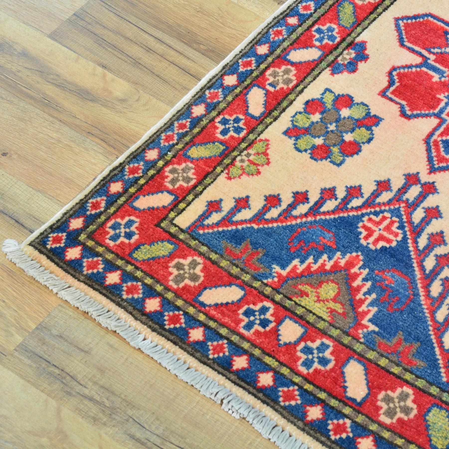Hand-Knotted Tribal Kazak Geometric Design Handmade 100% Wool Rug (Size 1.10 X 6.3) Brral-4836