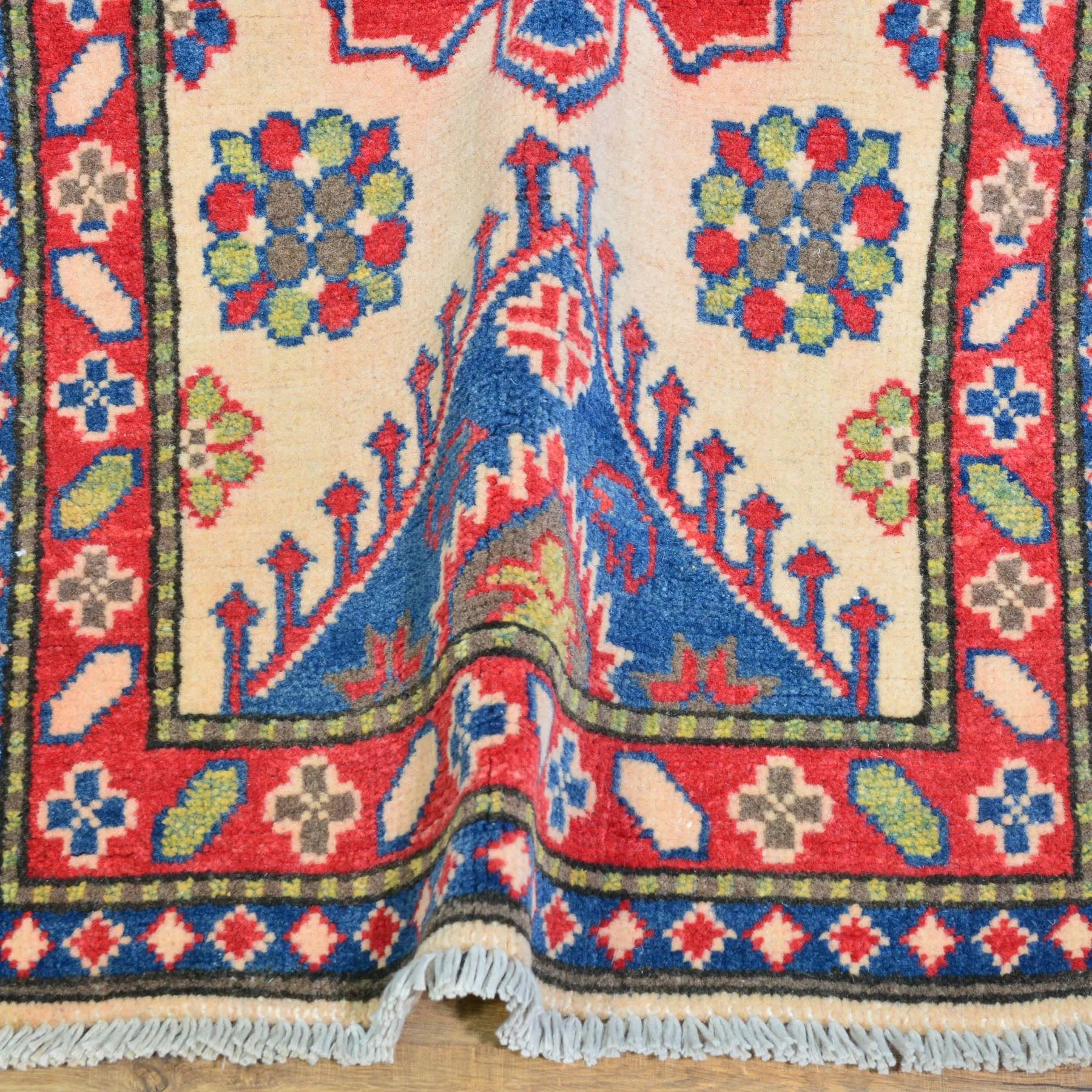 Hand-Knotted Tribal Kazak Geometric Design Handmade 100% Wool Rug (Size 1.10 X 6.3) Brral-4836