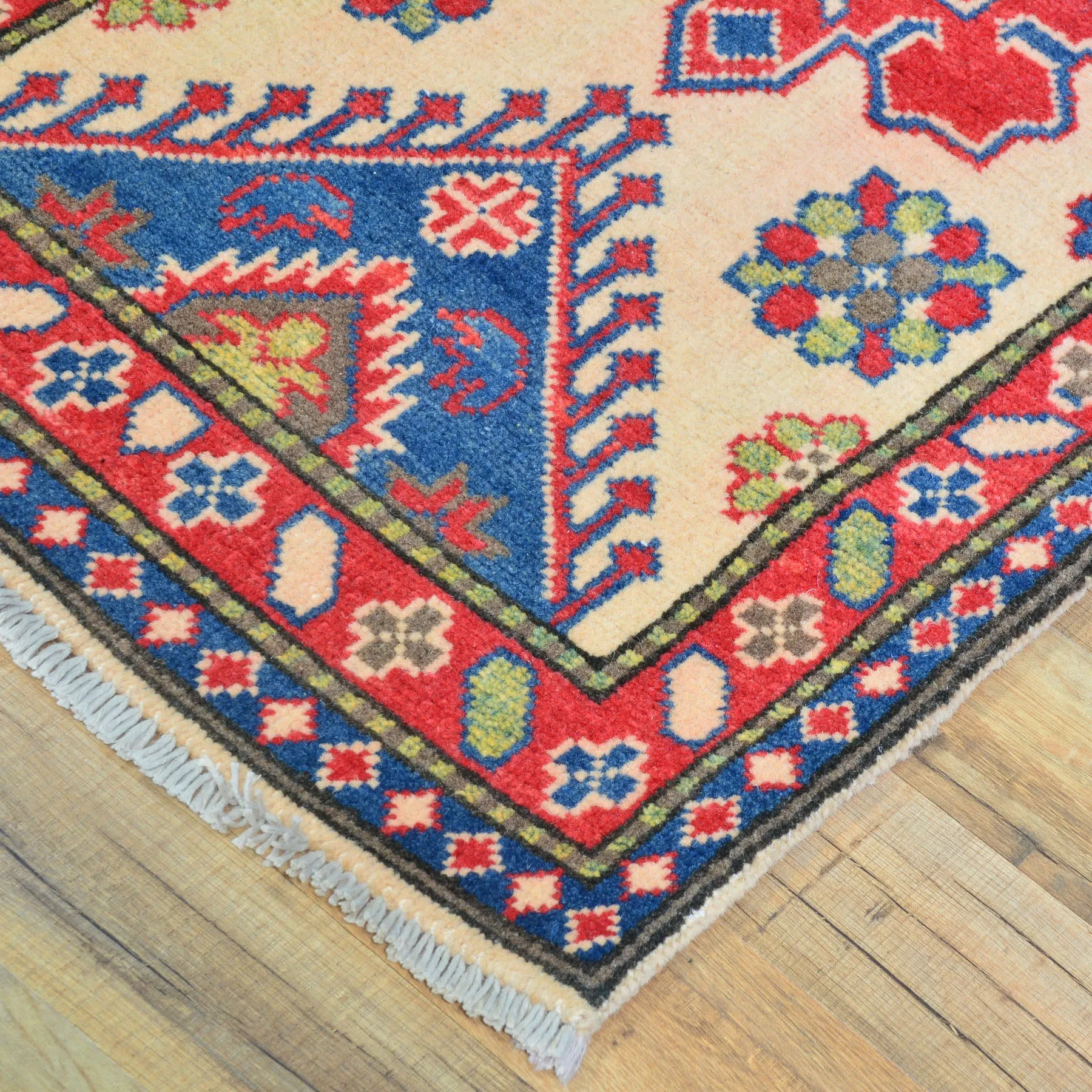 Hand-Knotted Tribal Kazak Geometric Design Handmade 100% Wool Rug (Size 1.10 X 6.3) Brral-4836