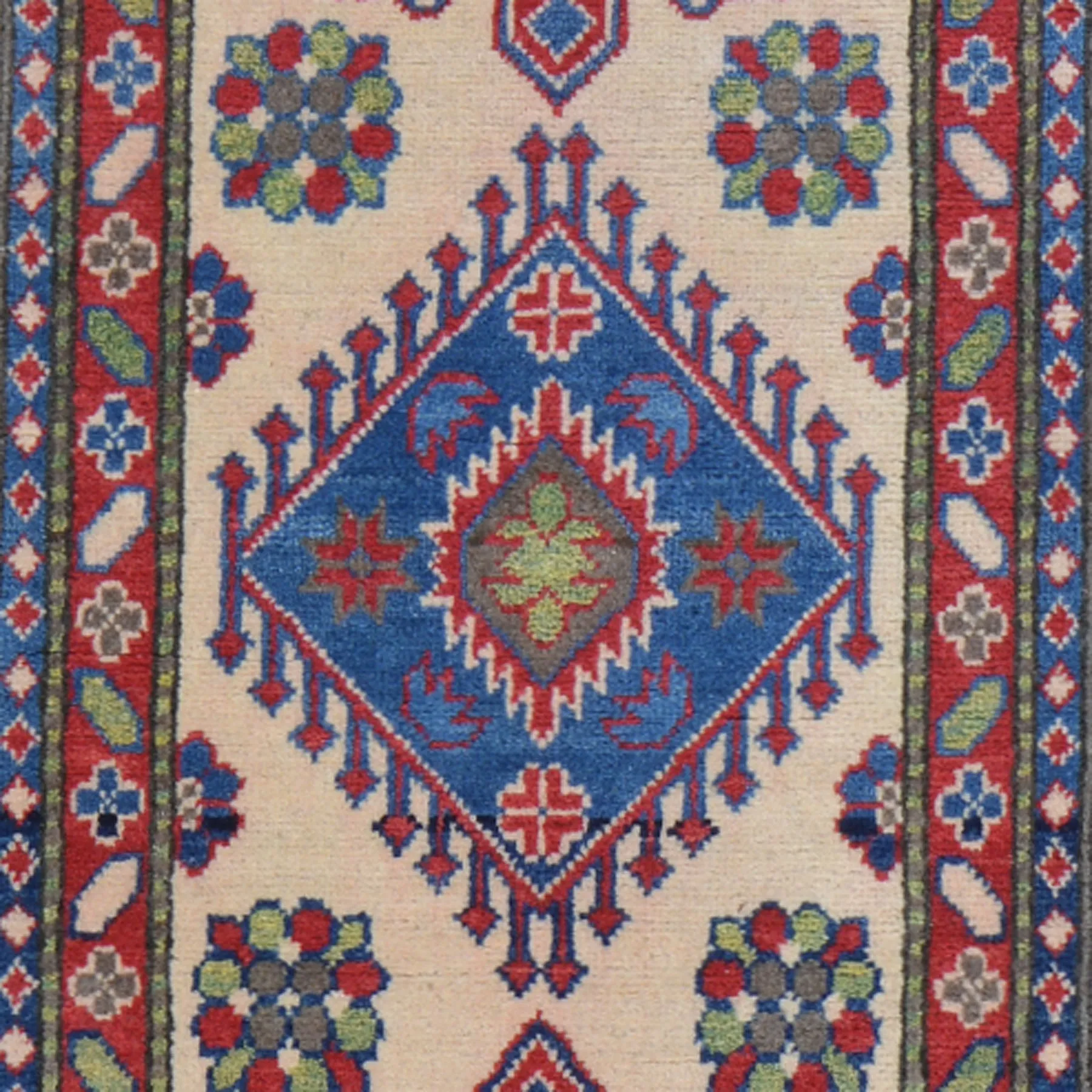 Hand-Knotted Tribal Kazak Geometric Design Handmade 100% Wool Rug (Size 1.10 X 6.3) Brral-4836
