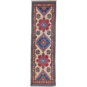 Hand-Knotted Tribal Kazak Geometric Design Handmade 100% Wool Rug (Size 1.10 X 6.3) Brral-4836