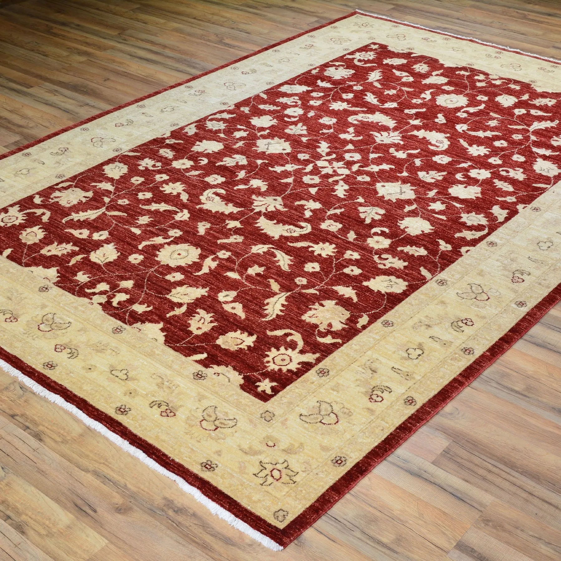 Hand-Knotted Tribal Peshawar Wool Traditional Design Rug (Size 6.2 X 9.0) Brral-3975