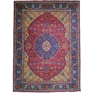 Hand-Knotted Tribal Vintage Persian Traditional Design Wool Rug (Size 9.4 X 12.6) Cwral-10524