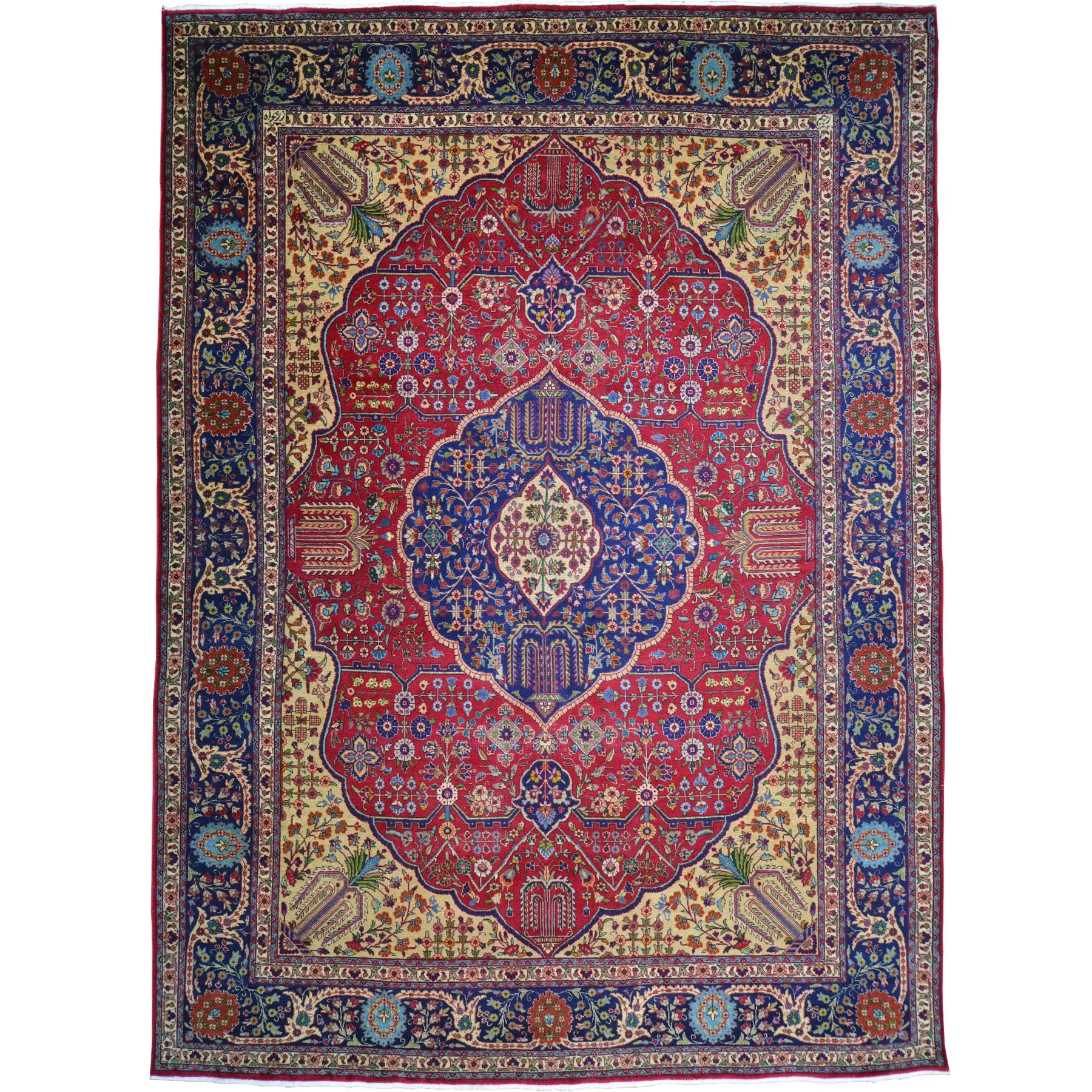Hand-Knotted Tribal Vintage Persian Traditional Design Wool Rug (Size 9.4 X 12.6) Cwral-10524