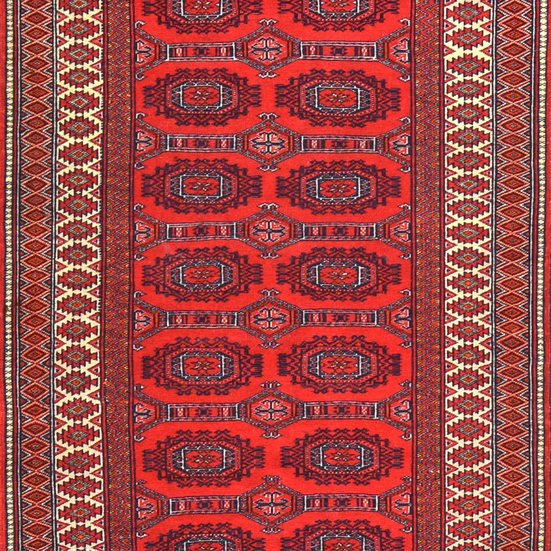 Hand-Knotted Turkmen Bokhara Design Handmade Wool Rug (Size 2.9 X 12.1) Cwral-6789