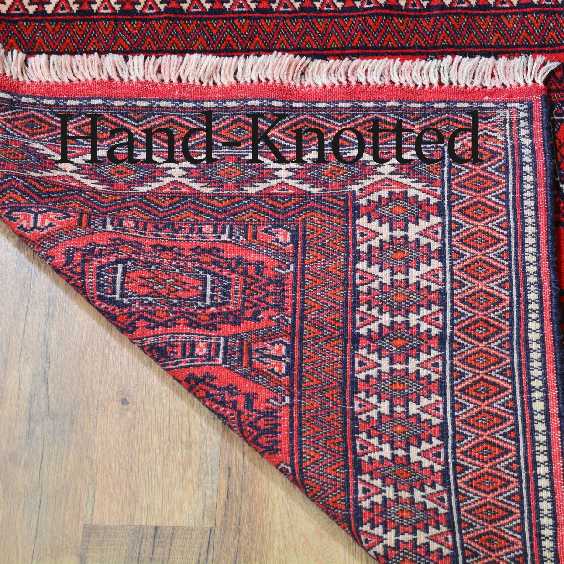 Hand-Knotted Turkmen Bokhara Design Handmade Wool Rug (Size 2.9 X 12.1) Cwral-6789