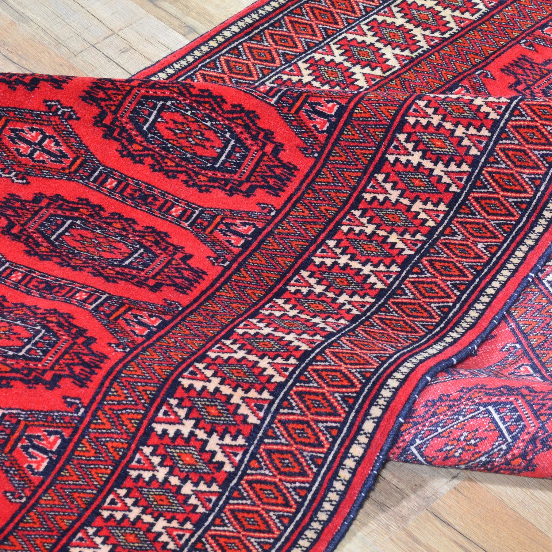 Hand-Knotted Turkmen Bokhara Design Handmade Wool Rug (Size 2.9 X 12.1) Cwral-6789