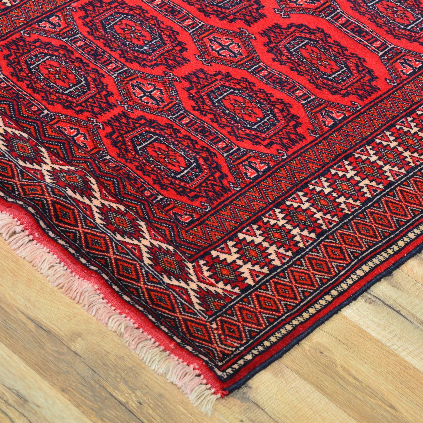 Hand-Knotted Turkmen Bokhara Design Handmade Wool Rug (Size 2.9 X 12.1) Cwral-6789