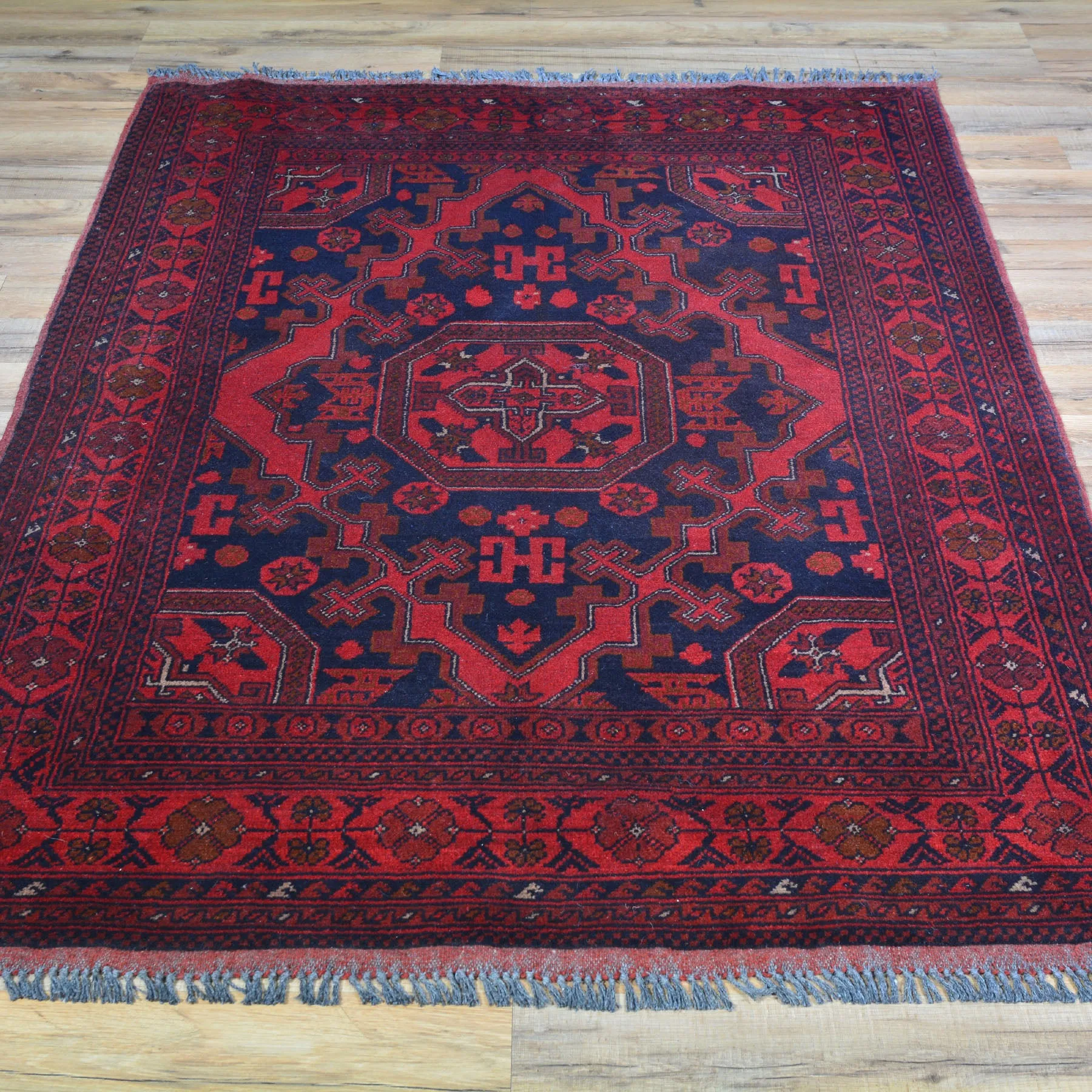 Hand-Knotted Turkmen Handmade Tribal Traditional Rug (Size 3.7 X 5.2) CWral-7764