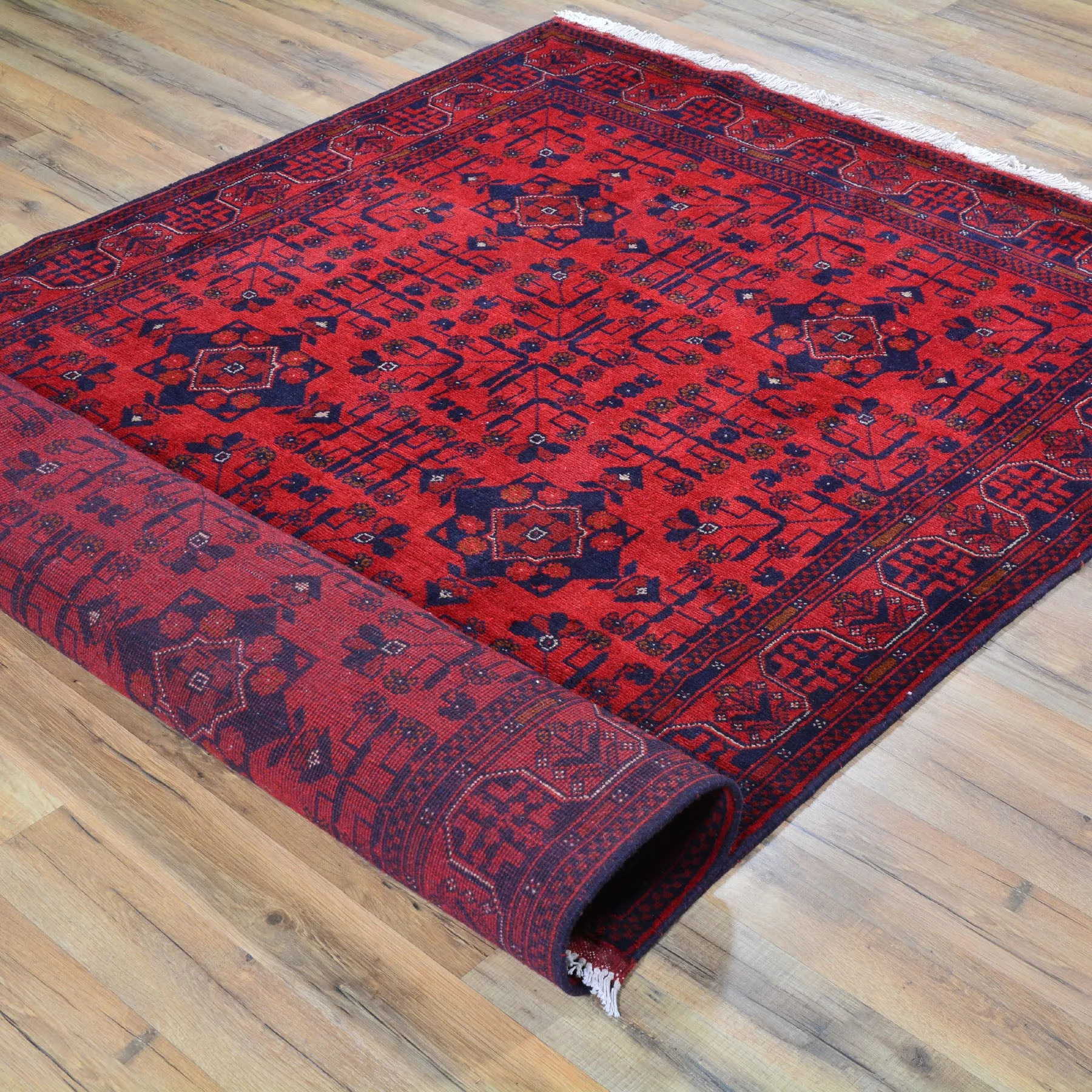 Hand-Knotted Turkmen Khal Mohamadi Design Handmade Wool Rug (Size 4.2 X 6.7) Cwral-6678