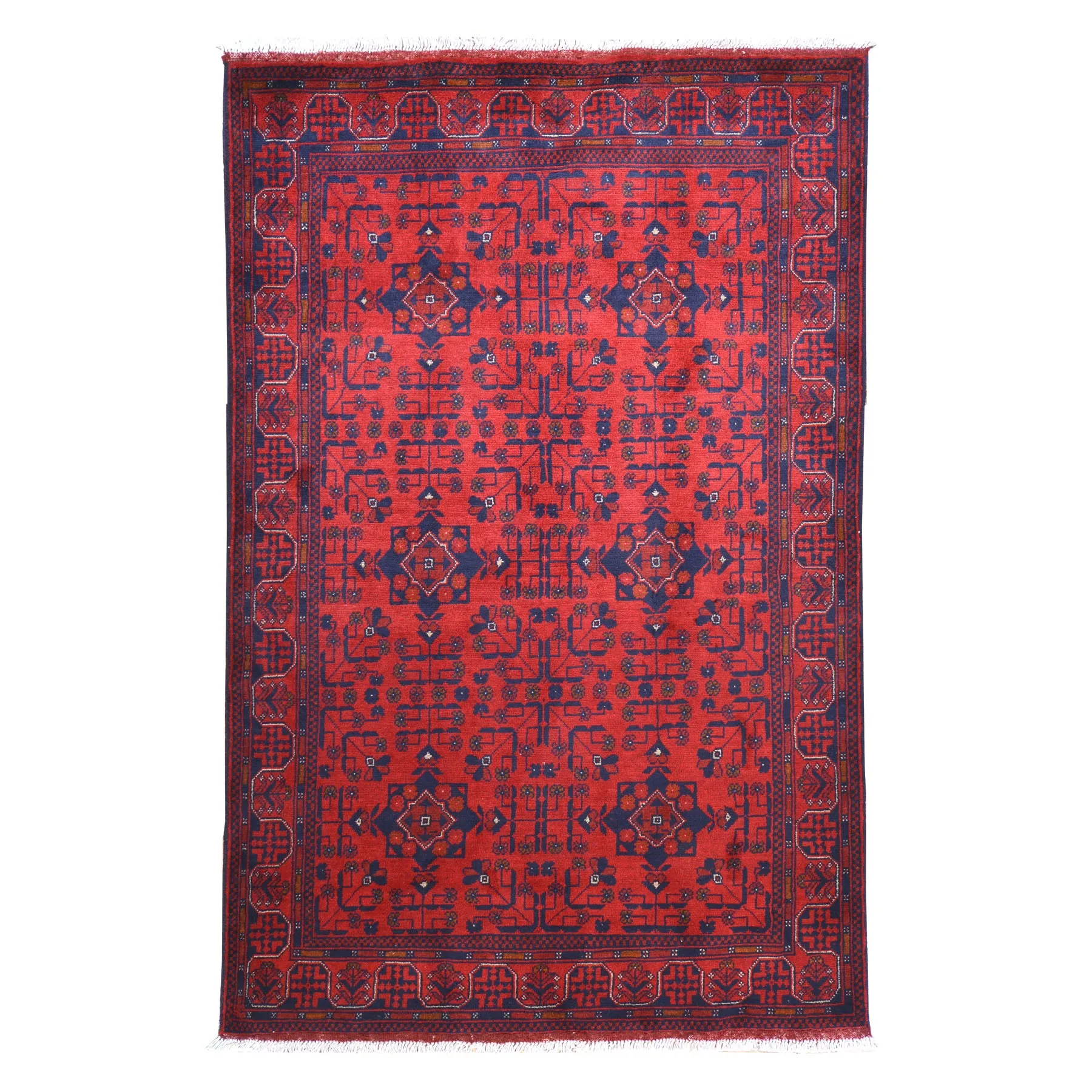 Hand-Knotted Turkmen Khal Mohamadi Design Handmade Wool Rug (Size 4.2 X 6.7) Cwral-6678