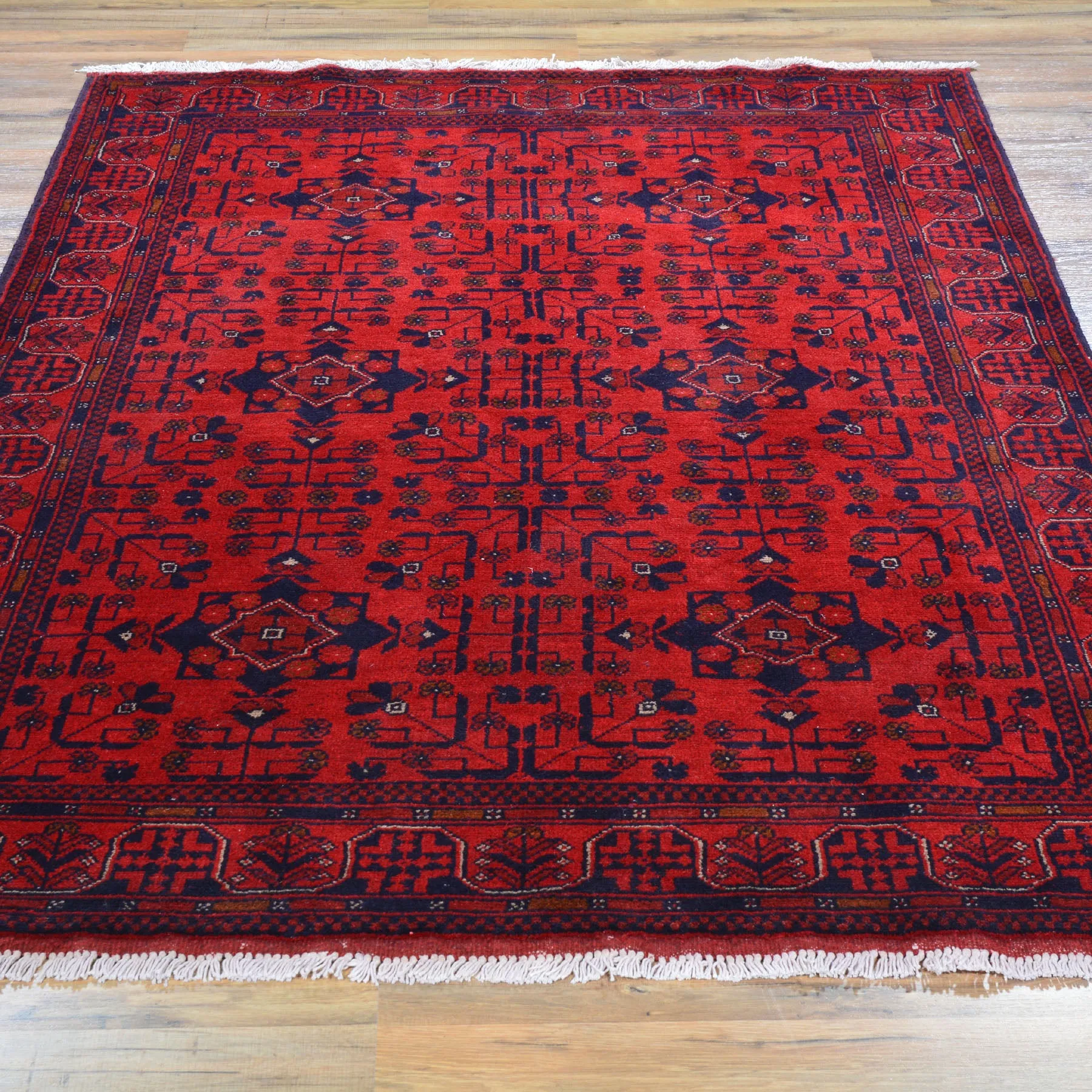 Hand-Knotted Turkmen Khal Mohamadi Design Handmade Wool Rug (Size 4.2 X 6.7) Cwral-6678
