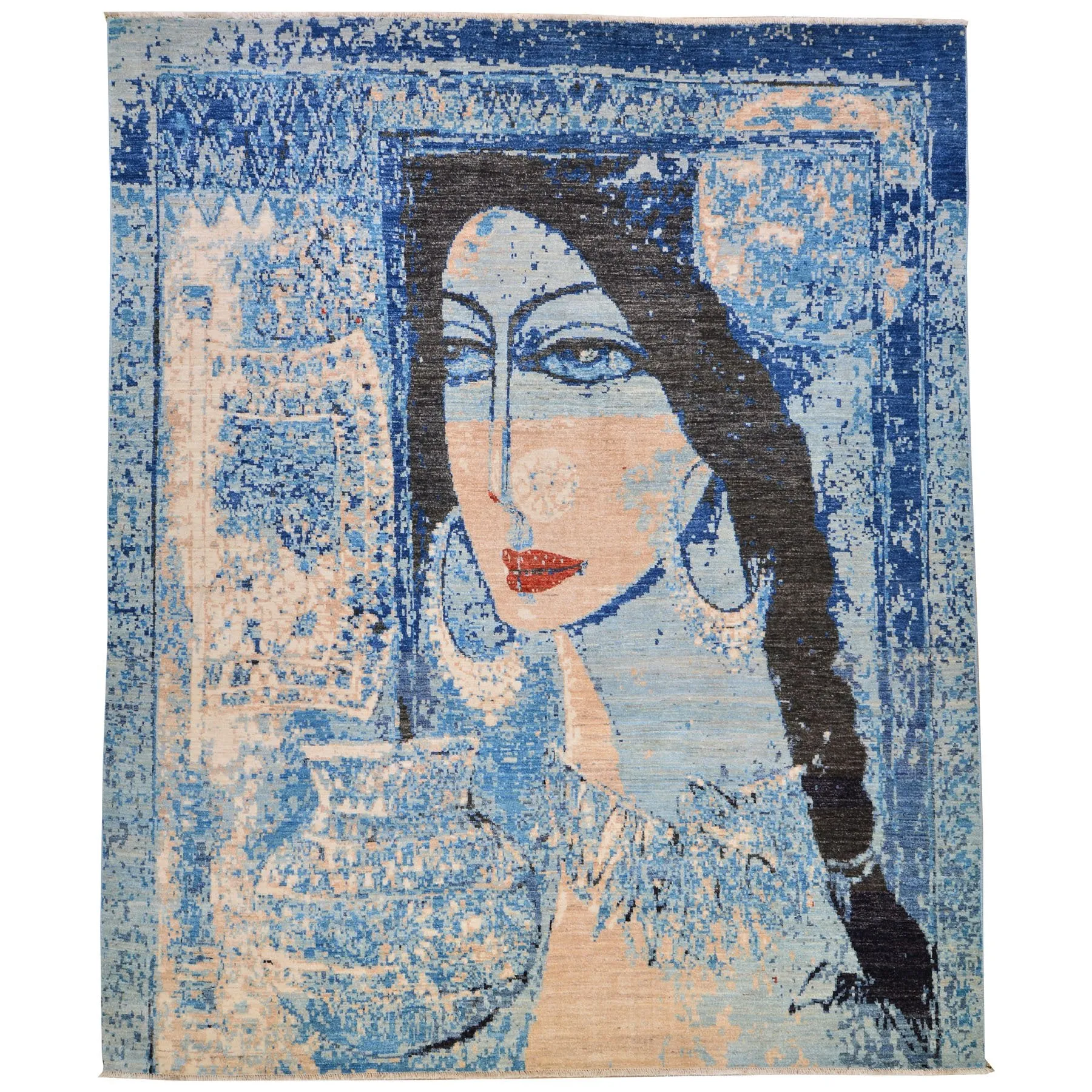 Hand-Knotted Unique Pictorial Design Wool Rug (Size 8.0 X 10.4) Cwral-3669