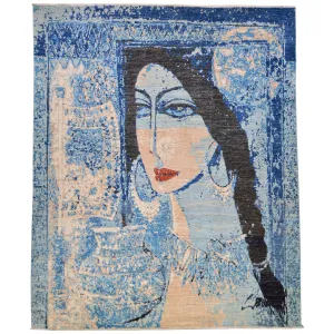 Hand-Knotted Unique Pictorial Design Wool Rug (Size 8.0 X 10.4) Cwral-3669