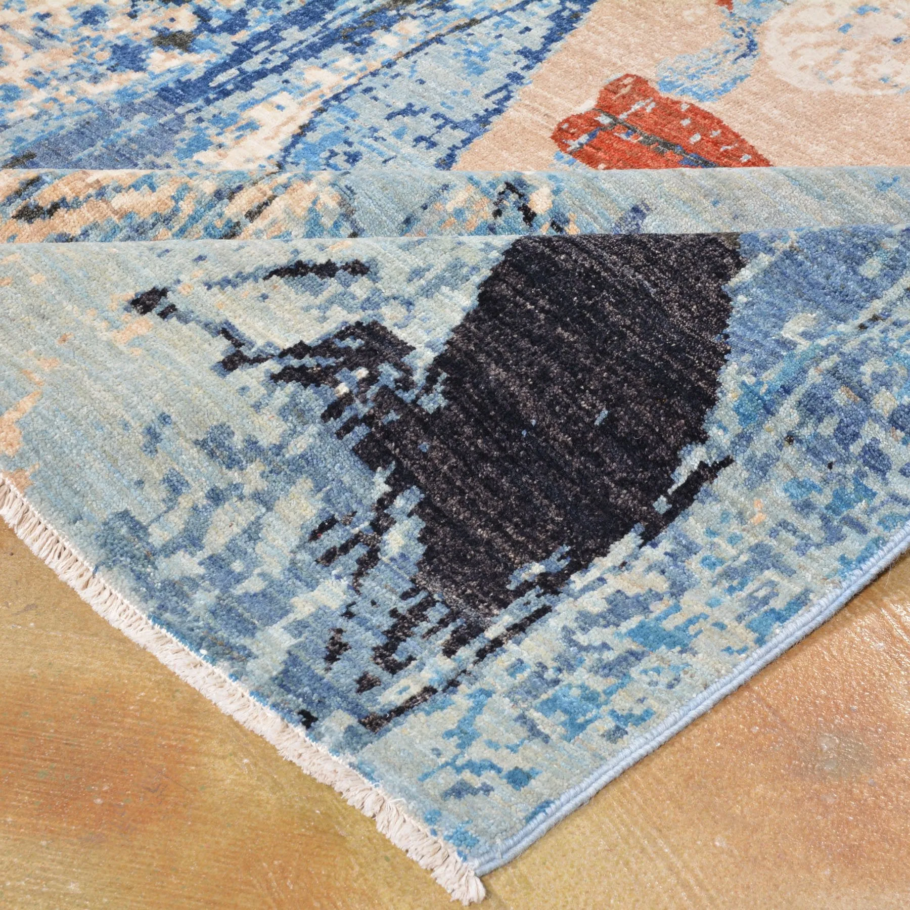 Hand-Knotted Unique Pictorial Design Wool Rug (Size 8.0 X 10.4) Cwral-3669