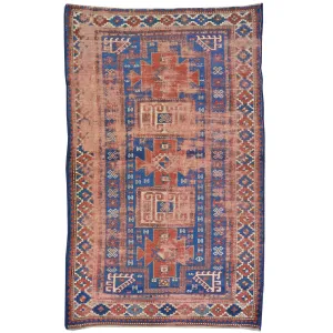 Hand-Knotted Vintage Caucasian Design Handmade Wool Rug (Size 4.3 X 7.1) Cwral-7233