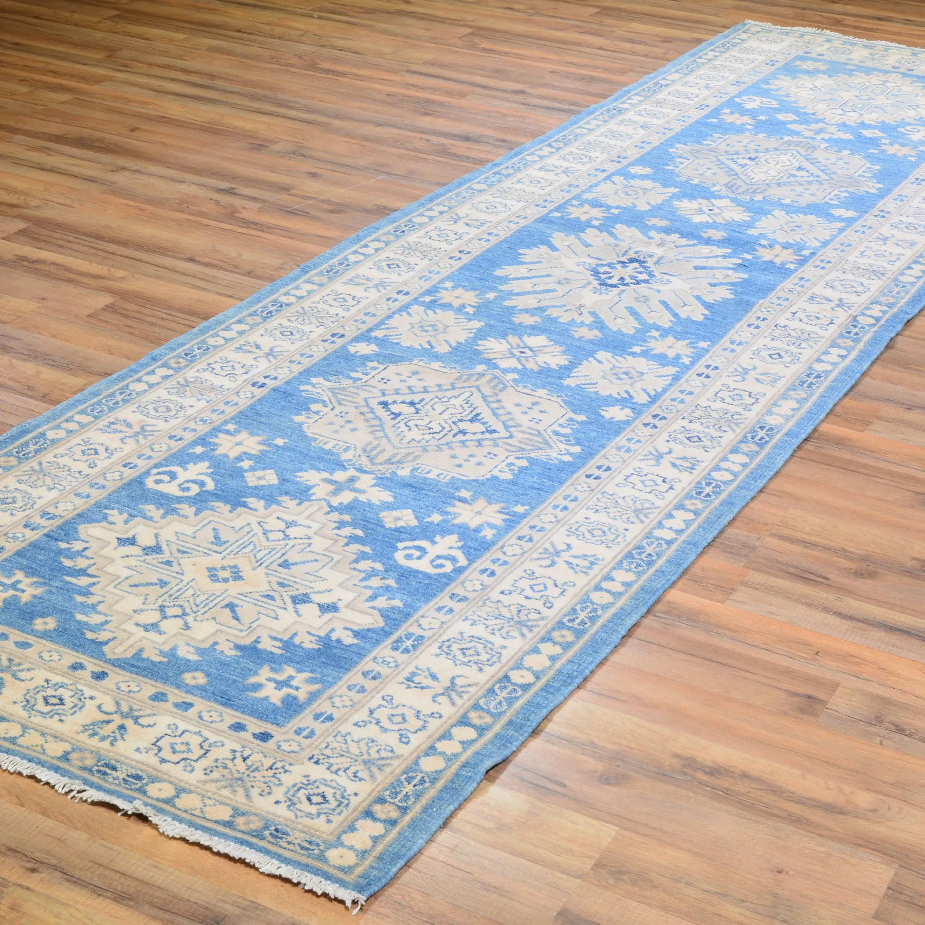 Hand-Knotted Vintage look Kazak Design Handmade Wool Rug (Size 3.2 X 11.5) Cwral-7950