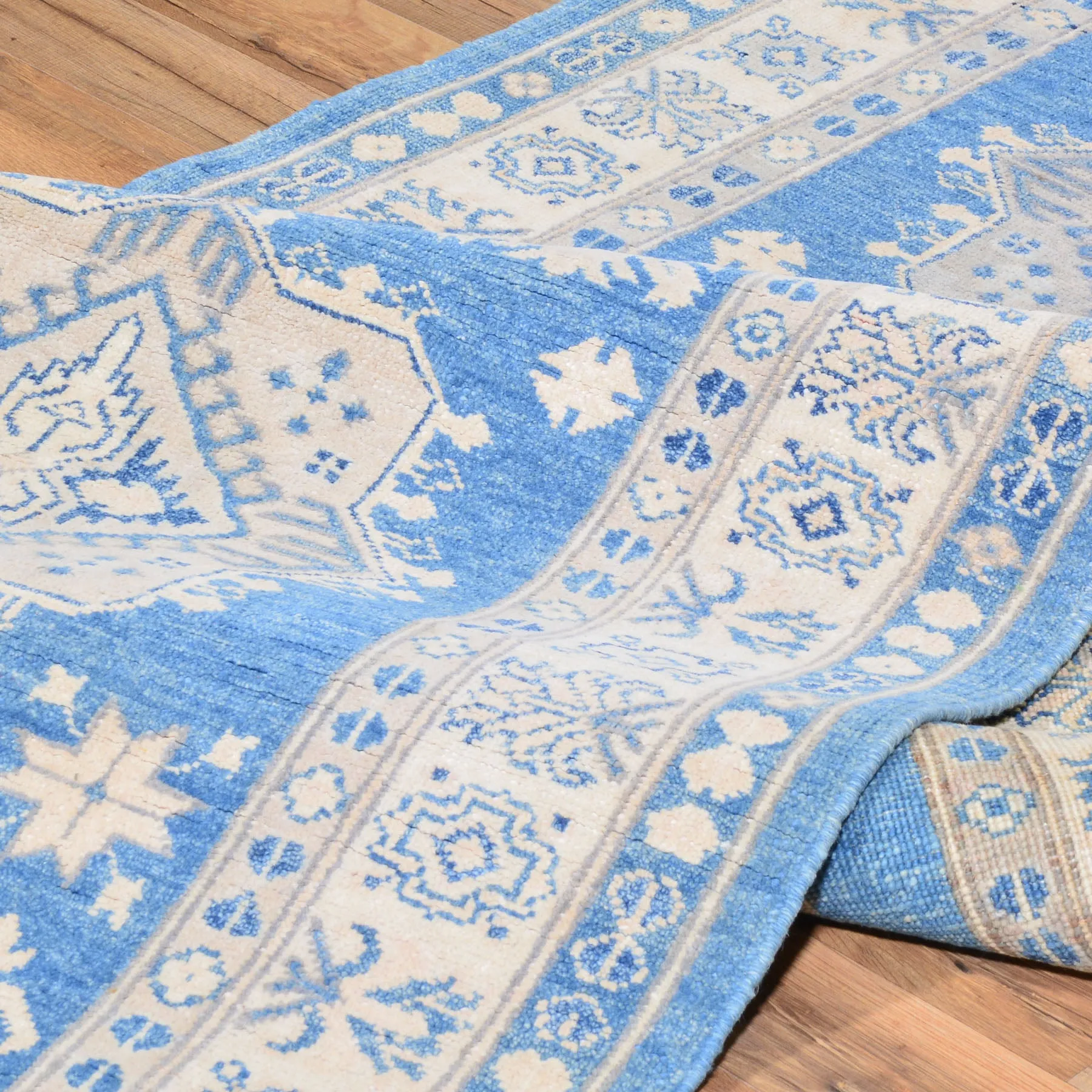 Hand-Knotted Vintage look Kazak Design Handmade Wool Rug (Size 3.2 X 11.5) Cwral-7950