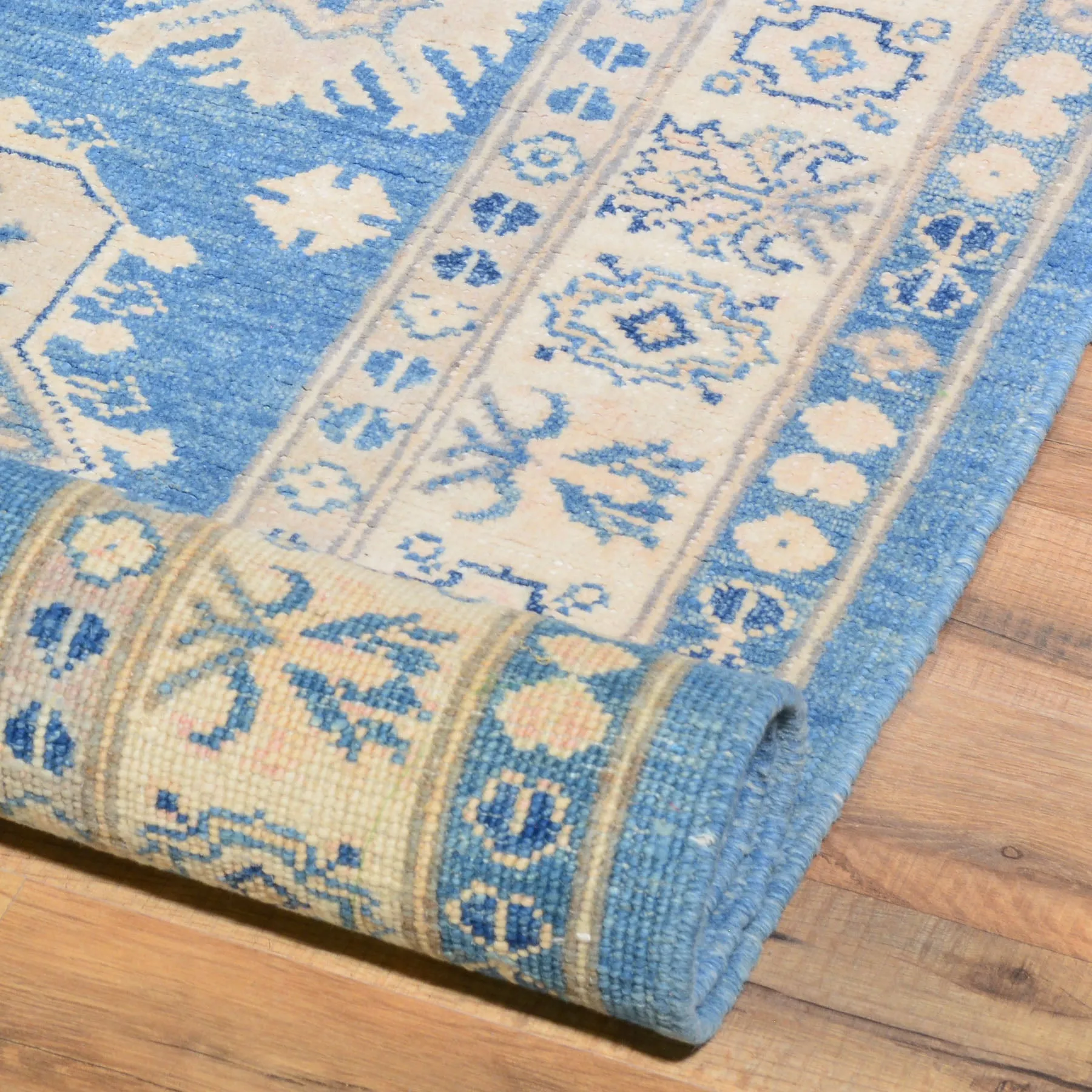 Hand-Knotted Vintage look Kazak Design Handmade Wool Rug (Size 3.2 X 11.5) Cwral-7950