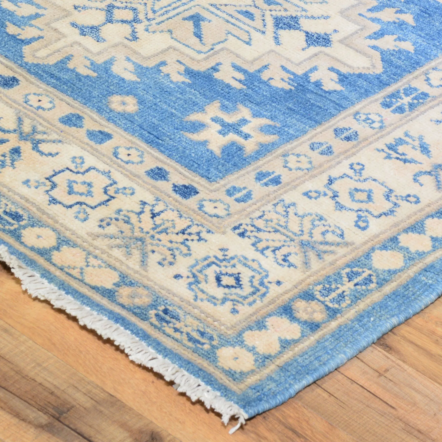 Hand-Knotted Vintage look Kazak Design Handmade Wool Rug (Size 3.2 X 11.5) Cwral-7950