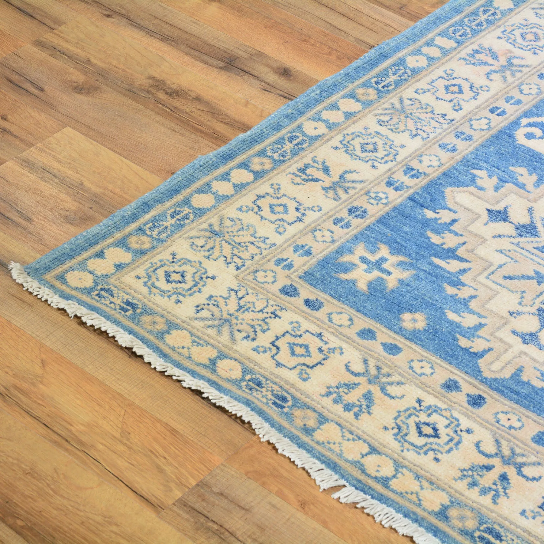 Hand-Knotted Vintage look Kazak Design Handmade Wool Rug (Size 3.2 X 11.5) Cwral-7950