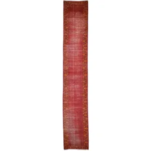 Hand-Knotted Vintage Overdye Handmade 100% Wool Rug (Size 2.6 X 15.2) Brral-4527