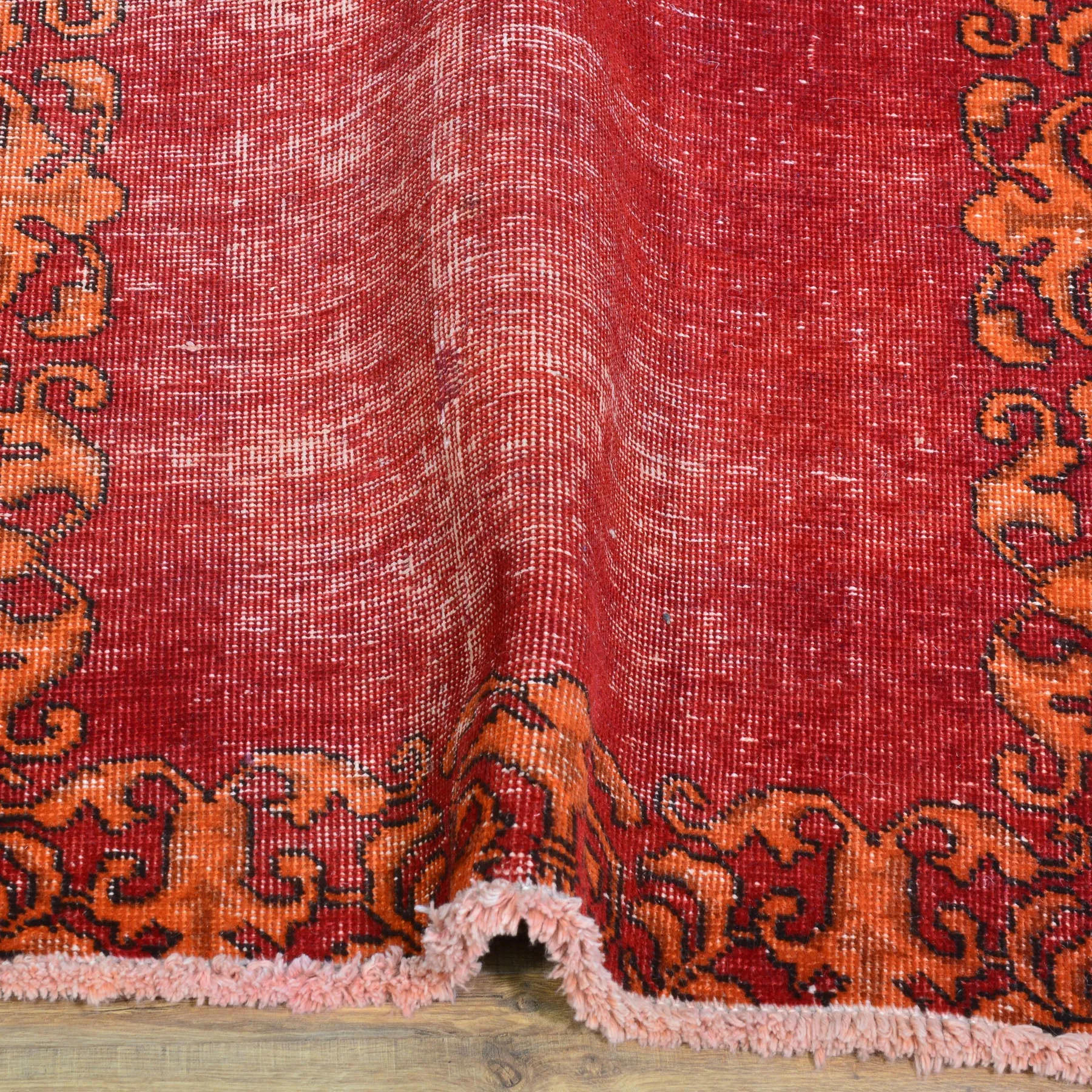 Hand-Knotted Vintage Overdye Handmade 100% Wool Rug (Size 2.6 X 15.2) Brral-4527