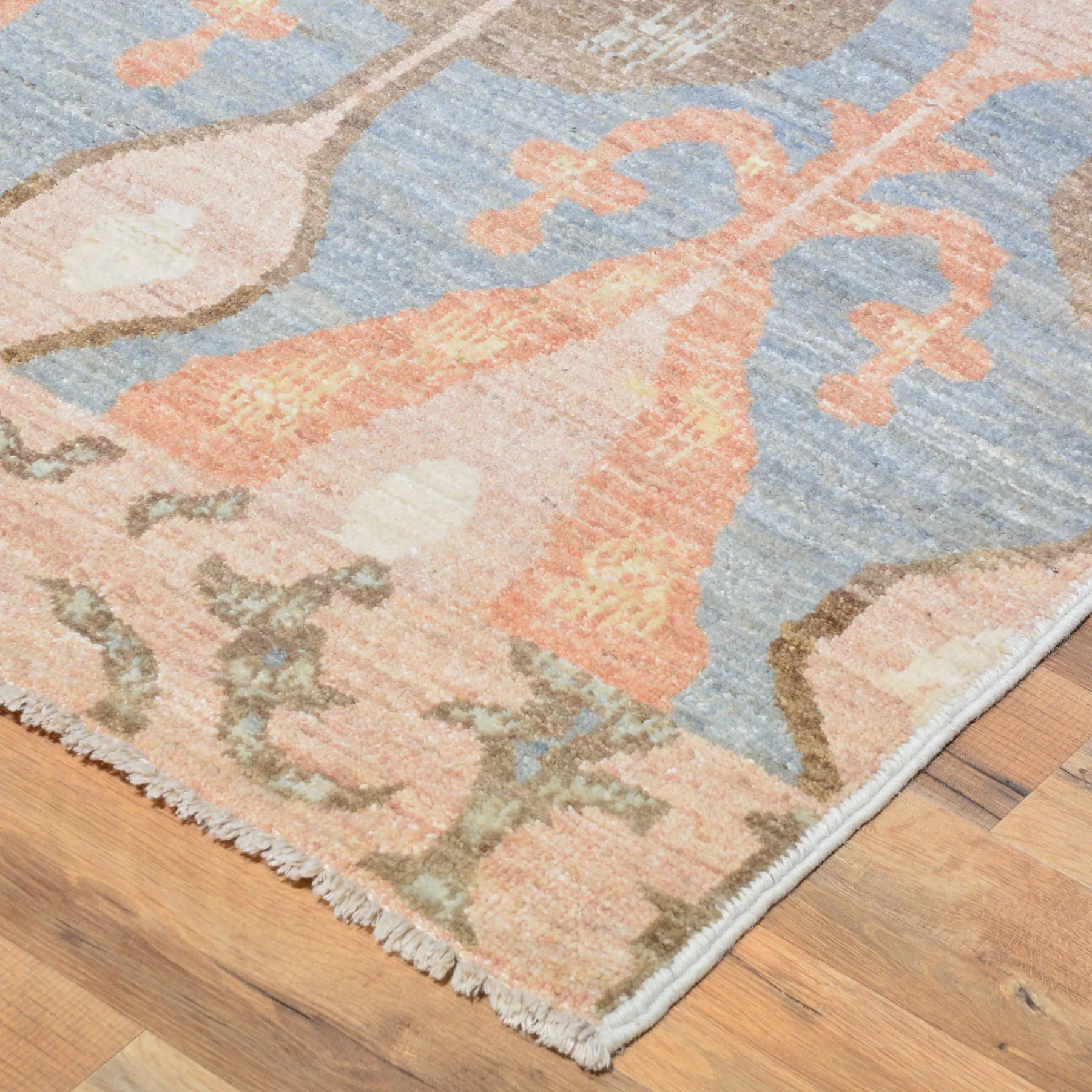 Hand-Knotted Wide Runner Ikat Design 100% Wool Rug Handmade (Size 4.2 X 10.3) Cwral-1443